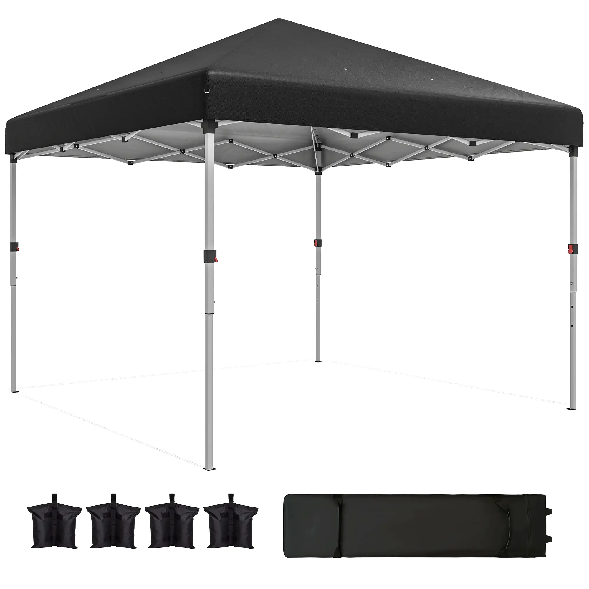 10' x 10' Pop Up Canopy, Sidewalls, Roller Bag, Adjustable Tent, Black