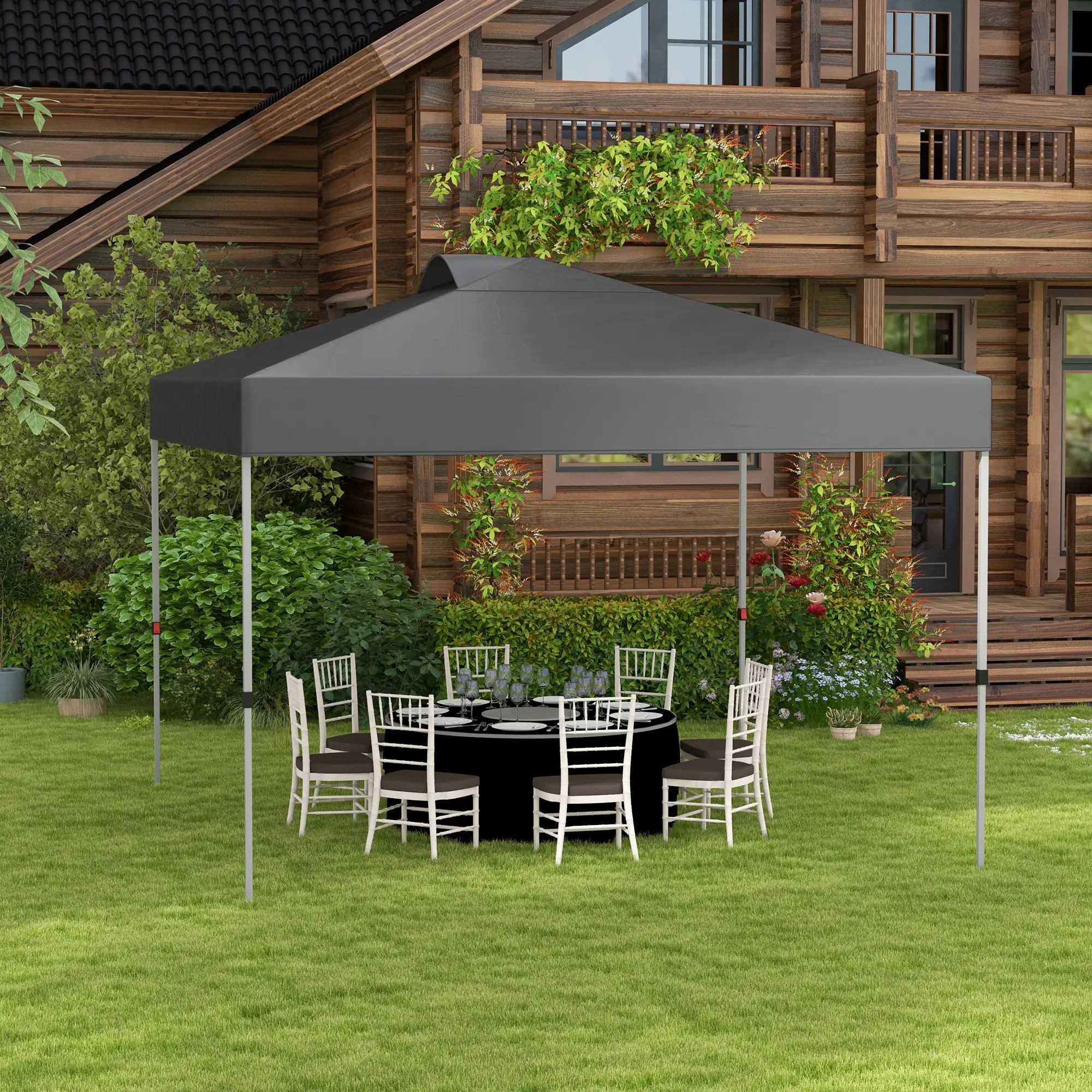 10' x 10' Pop Up Canopy Tent, Airy Top Vents, Wheeled Carry Bag, Dark Grey - Image 2