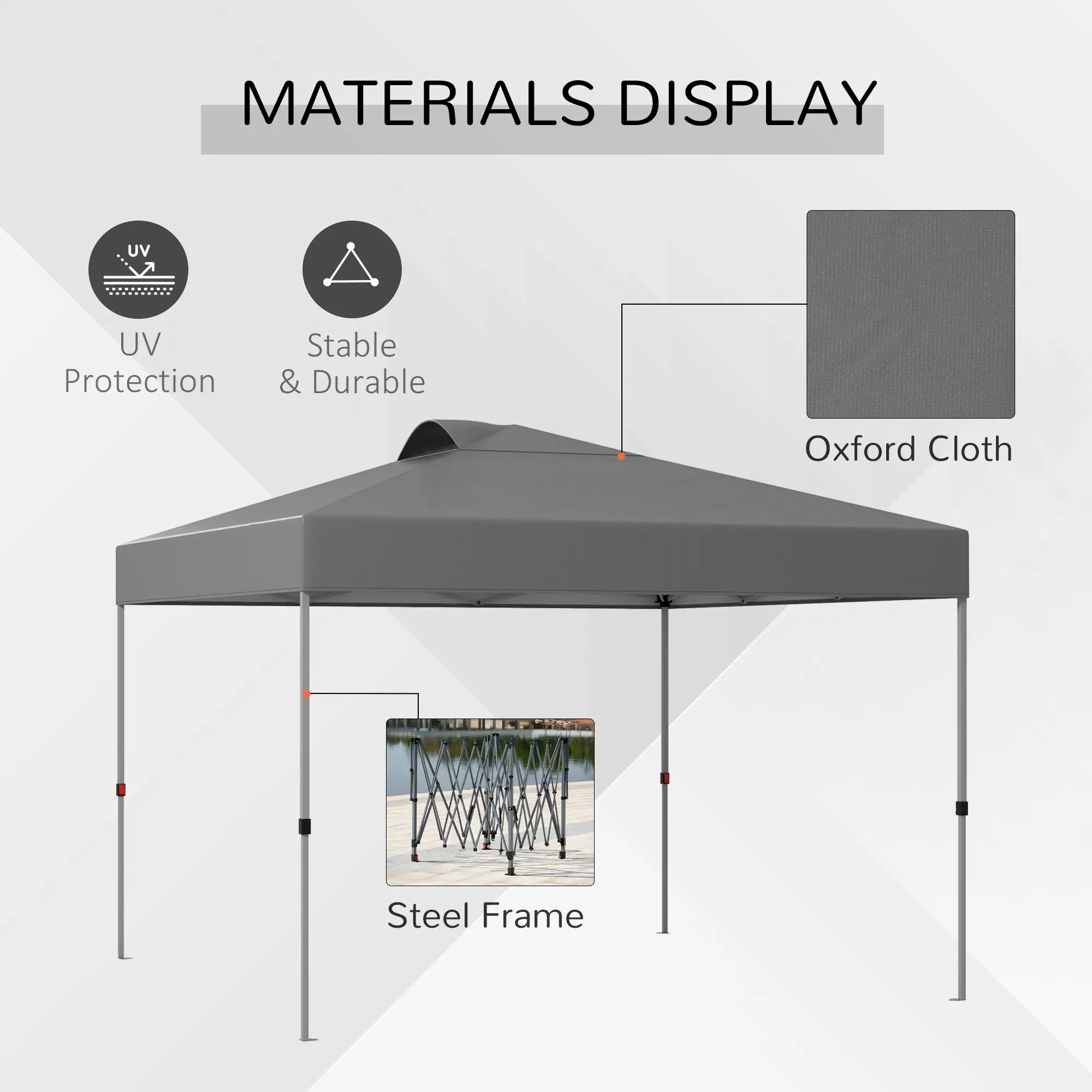 10' x 10' Pop Up Canopy Tent, Airy Top Vents, Wheeled Carry Bag, Dark Grey - Image 4