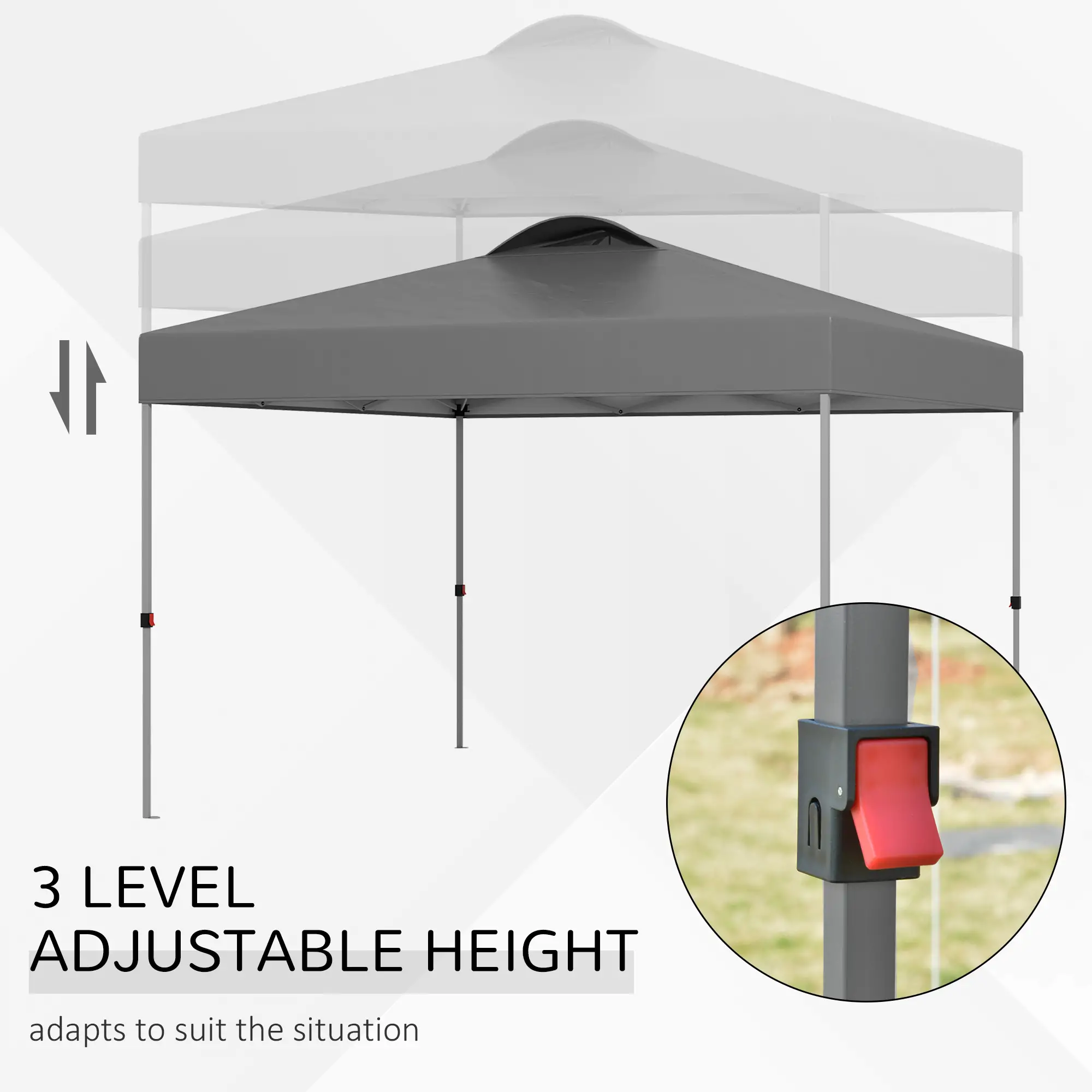 10' x 10' Pop Up Canopy Tent, Airy Top Vents, Wheeled Carry Bag, Dark Grey - Image 5