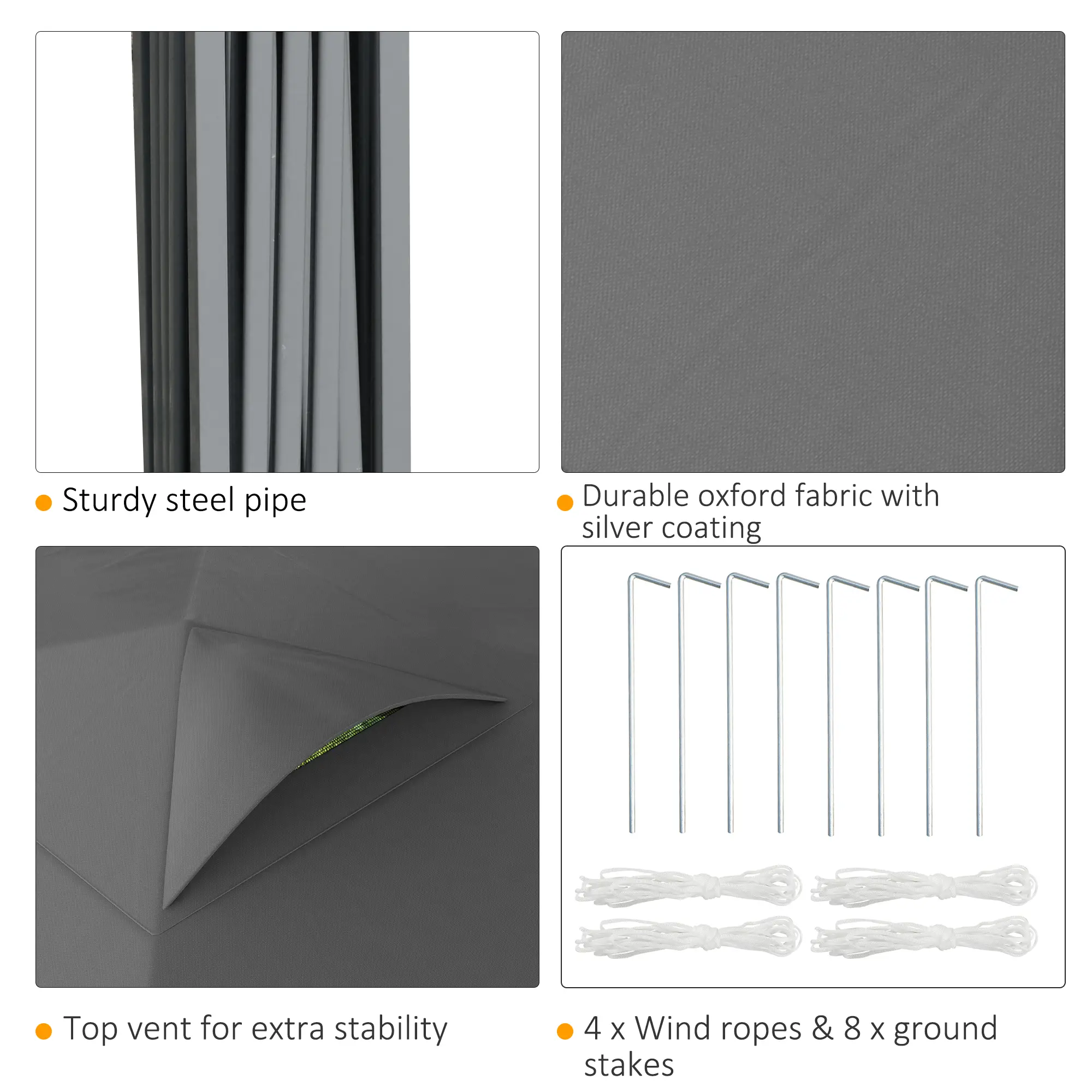 10' x 10' Pop Up Canopy Tent, Airy Top Vents, Wheeled Carry Bag, Dark Grey - Image 7