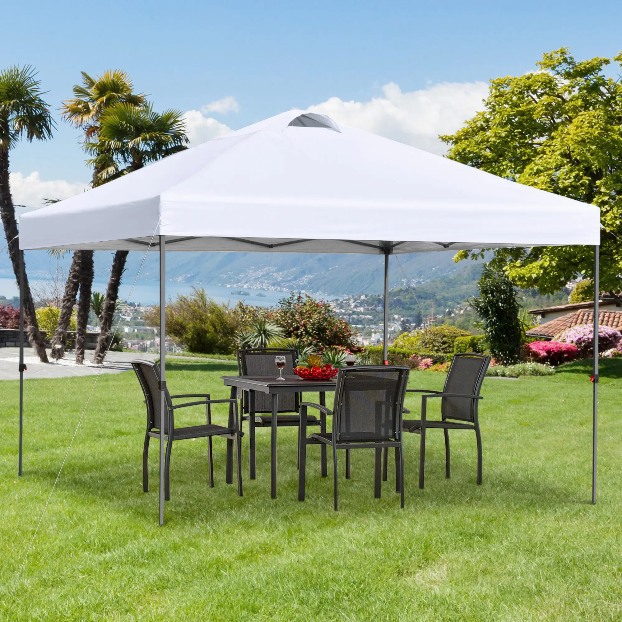 10' x 10' Pop Up Canopy Tent, Airy Top Vents, Wheeled Carry Bag, White - Image 2