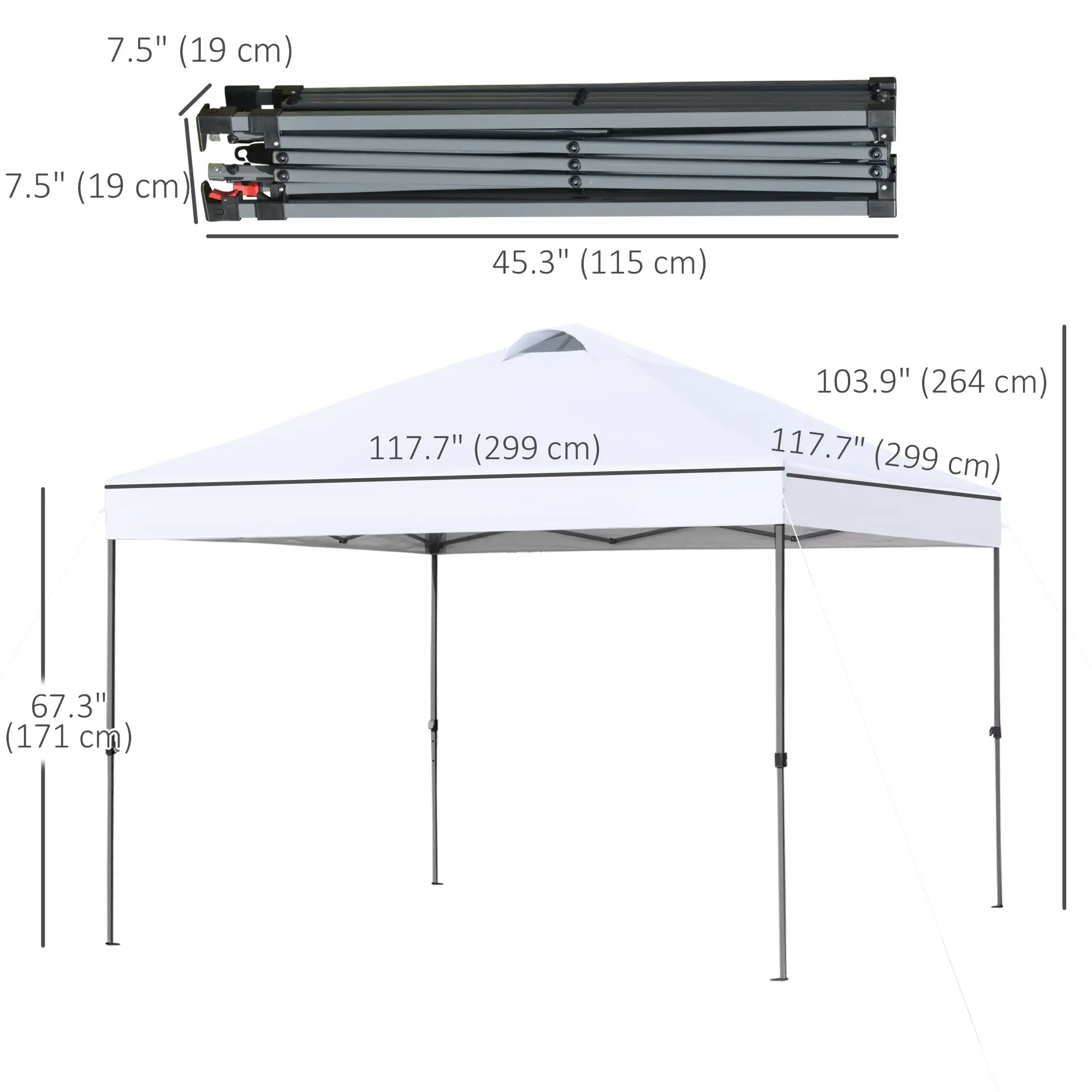10' x 10' Pop Up Canopy Tent, Airy Top Vents, Wheeled Carry Bag, White - Image 3
