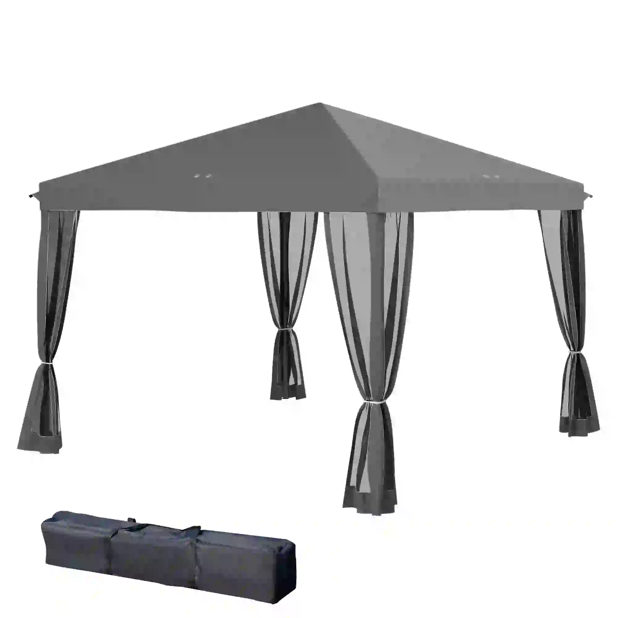 10' x 10' Pop Up Canopy Tent, Removable Mesh Sidewalls, Carry Bag, Light Grey - Image 11