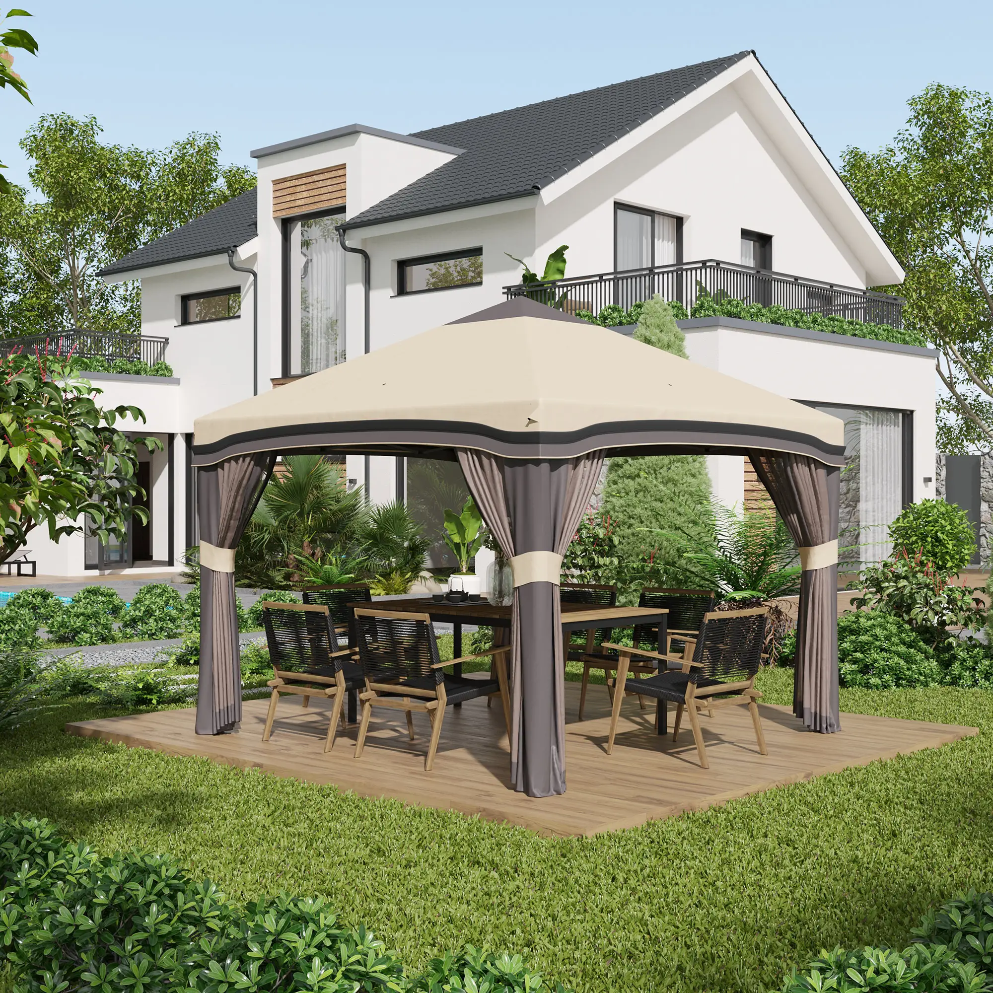 10' X 10' Pop Up Canopy With Netting, Foldable Tents, Height Adjustable - Image 10