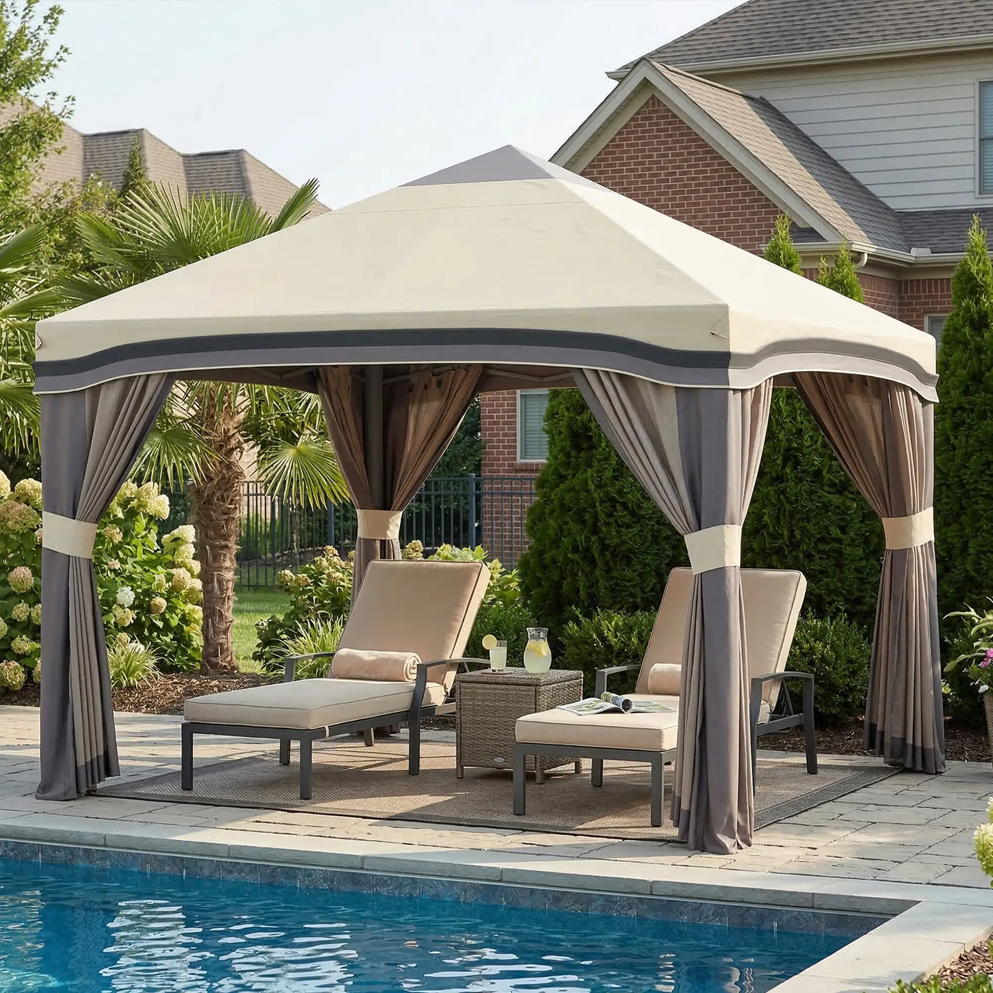 10' X 10' Pop Up Canopy With Netting, Foldable Tents, Height Adjustable - Image 2