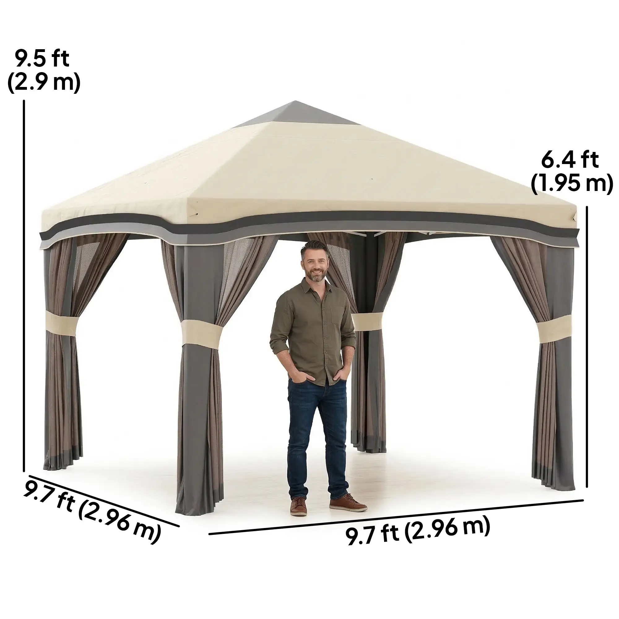 10' X 10' Pop Up Canopy With Netting, Foldable Tents, Height Adjustable - Image 3