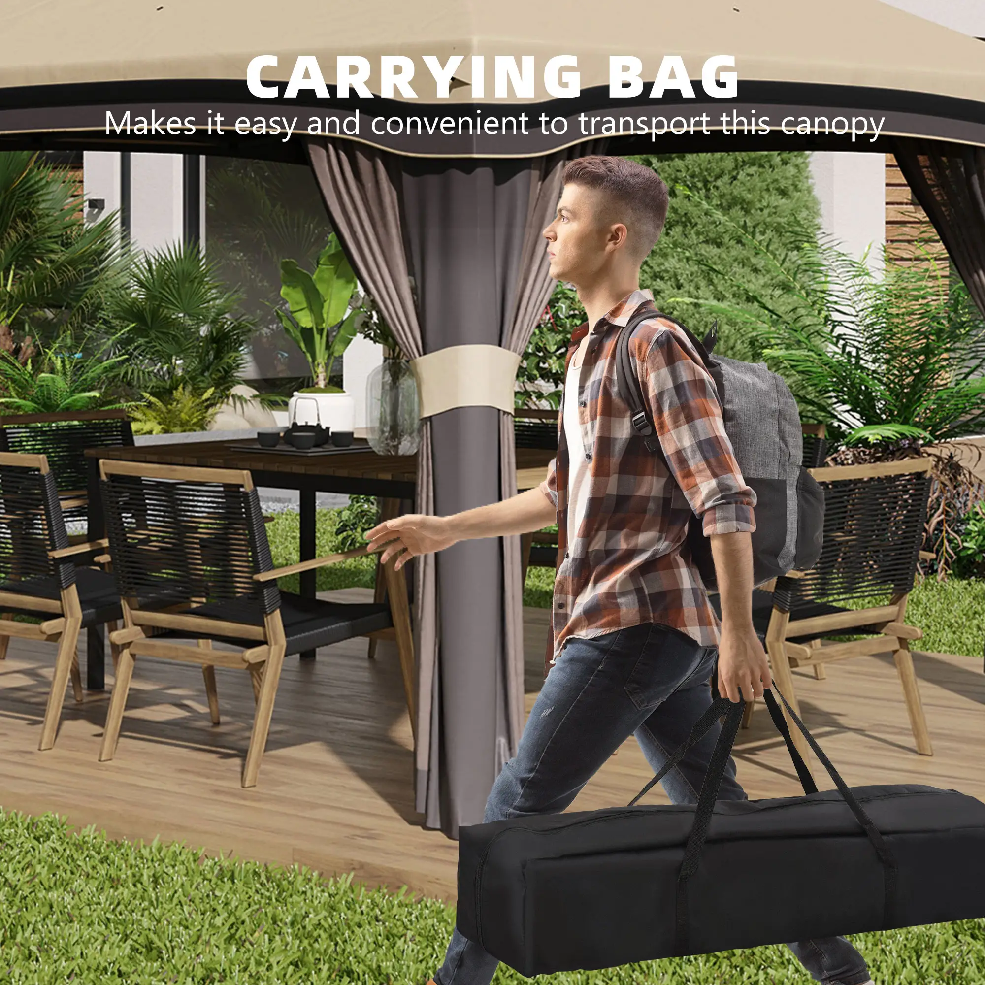 10' X 10' Pop Up Canopy With Netting, Foldable Tents, Height Adjustable - Image 4