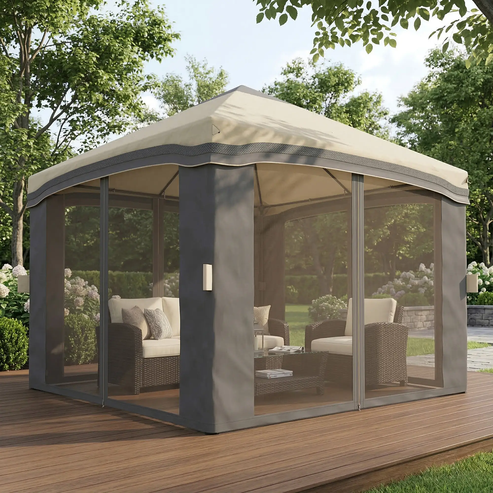 10' X 10' Pop Up Canopy With Netting, Foldable Tents, Height Adjustable - Image 9