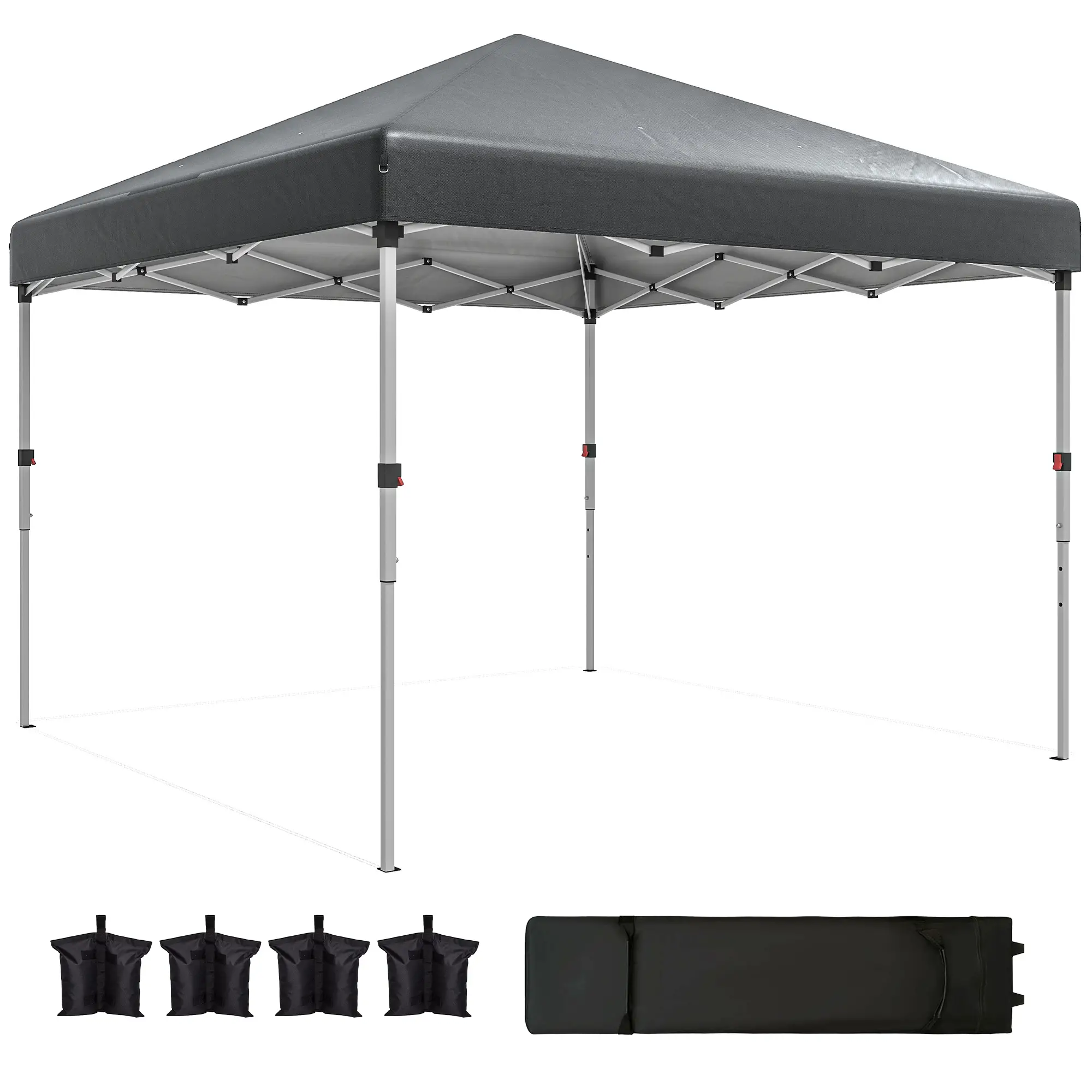 10' x 10' Pop Up Canopy With Sidewalls, Roller Bag, Height Adjustable, Grey