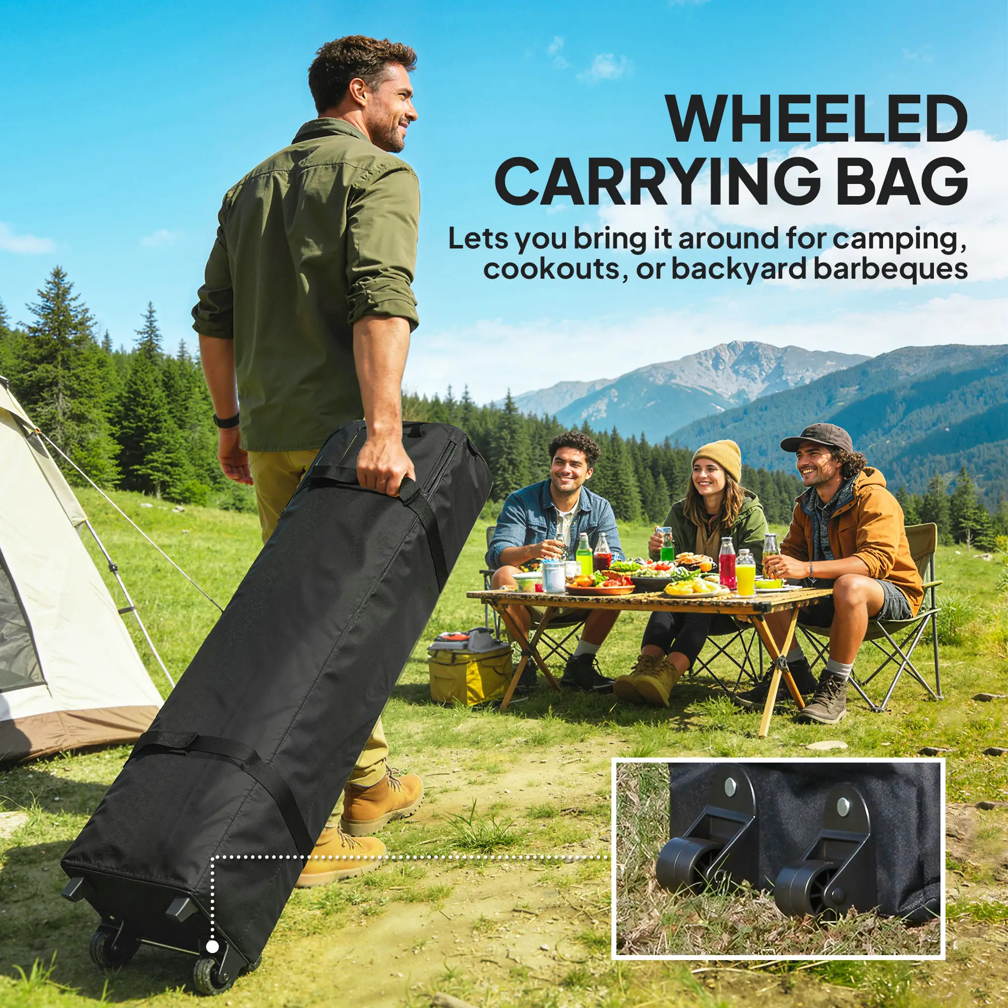 10' x 10' Pop Up Canopy With Sidewalls, Roller Bag, Height Adjustable, Grey - Image 10