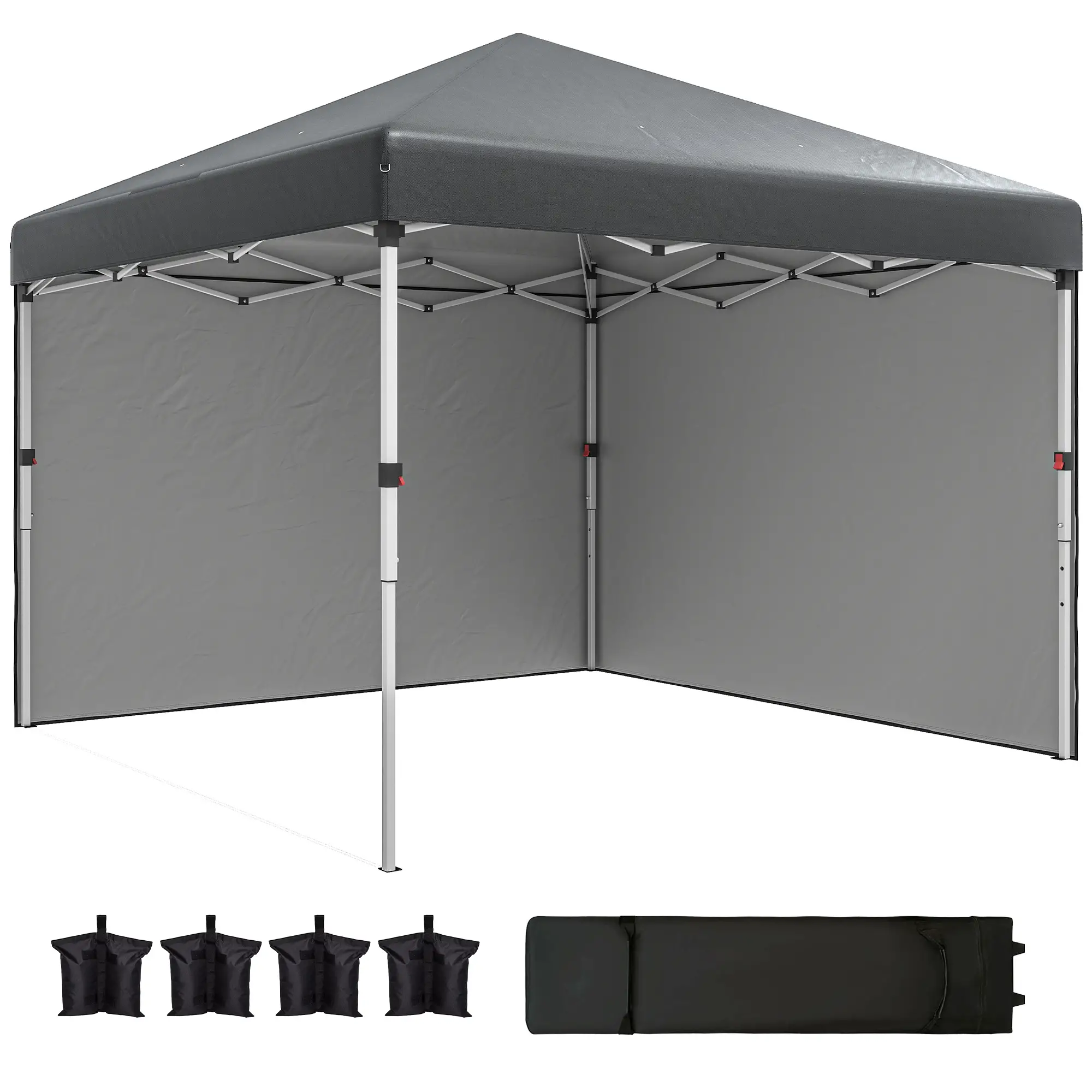10' x 10' Pop Up Canopy With Sidewalls, Roller Bag, Height Adjustable, Grey - Image 11
