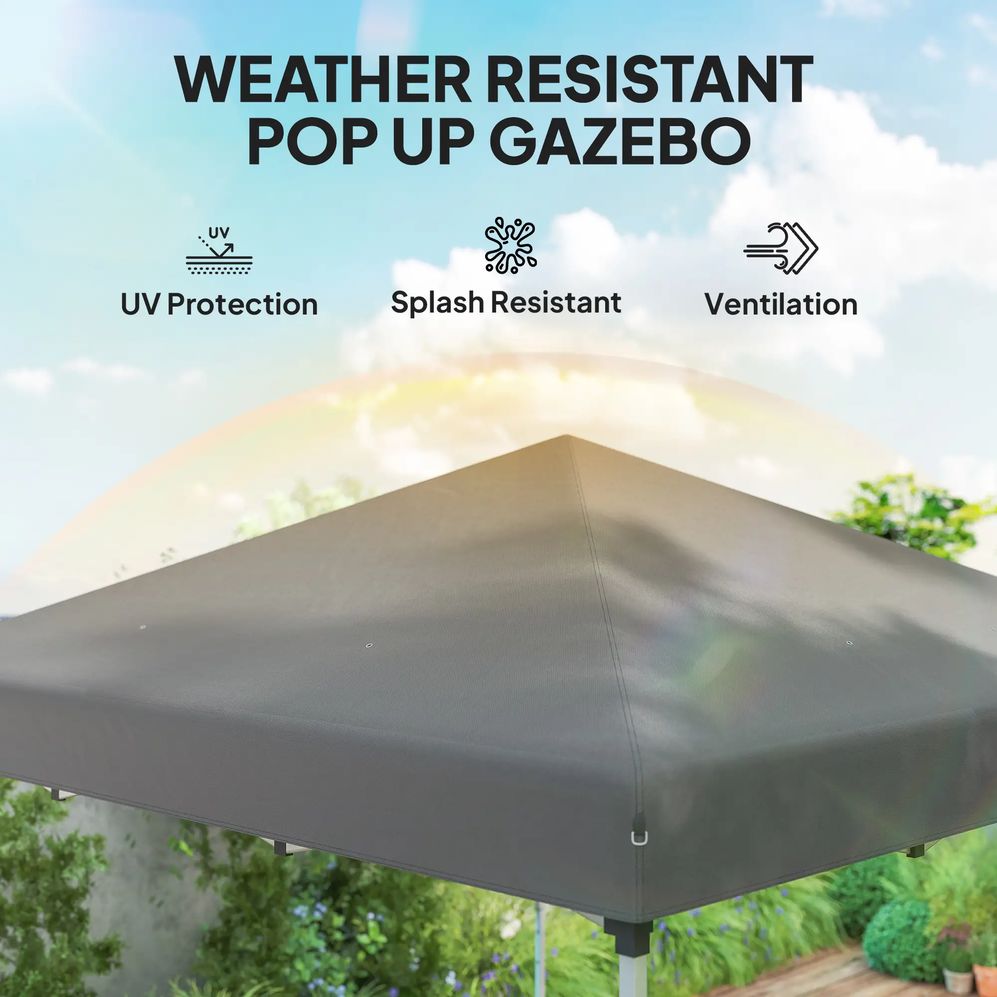 10' x 10' Pop Up Canopy With Sidewalls, Roller Bag, Height Adjustable, Grey - Image 6