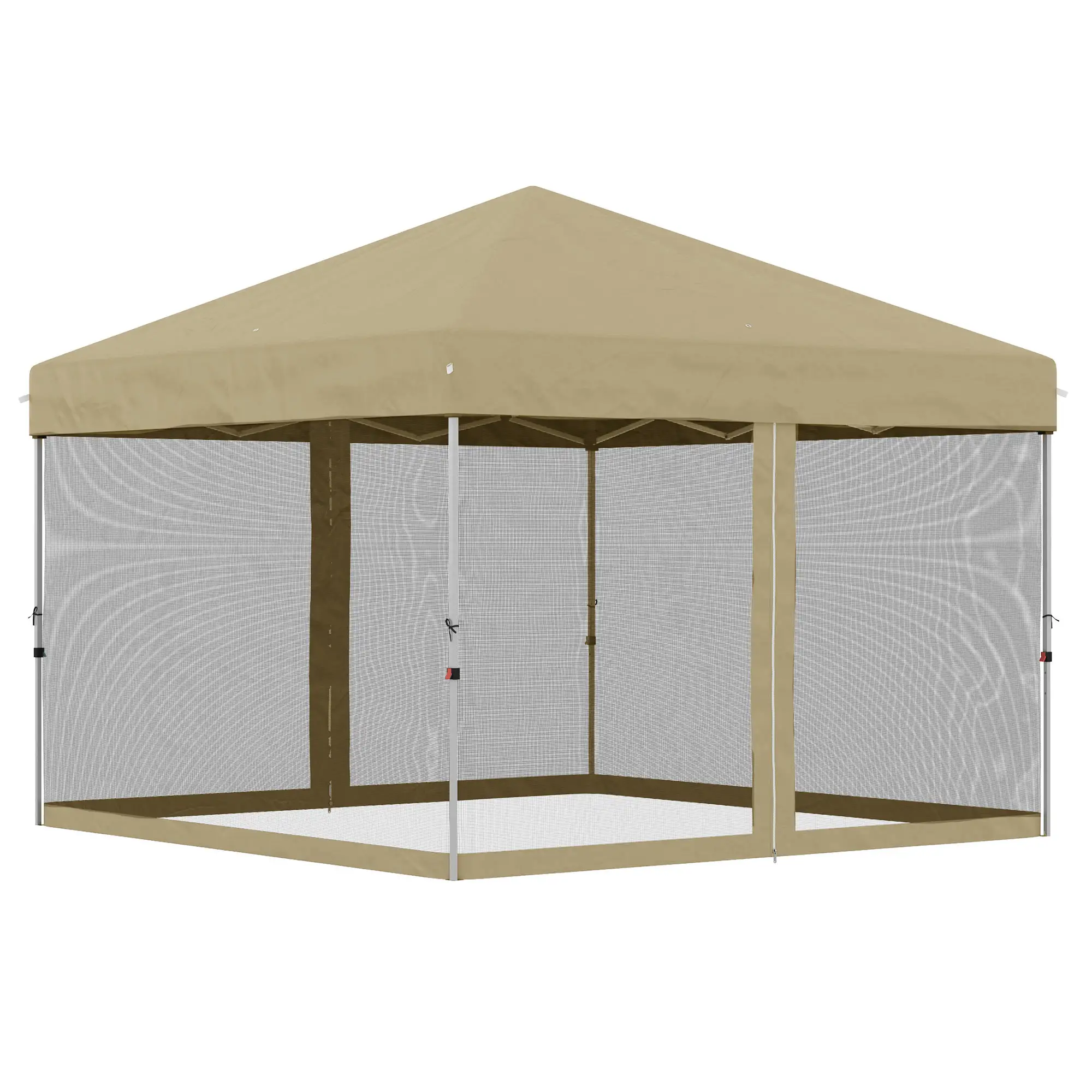 10' x 10' Pop-Up Party Tent, UPF50+ Outdoor Canopy, Mesh Sidewalls, Khaki