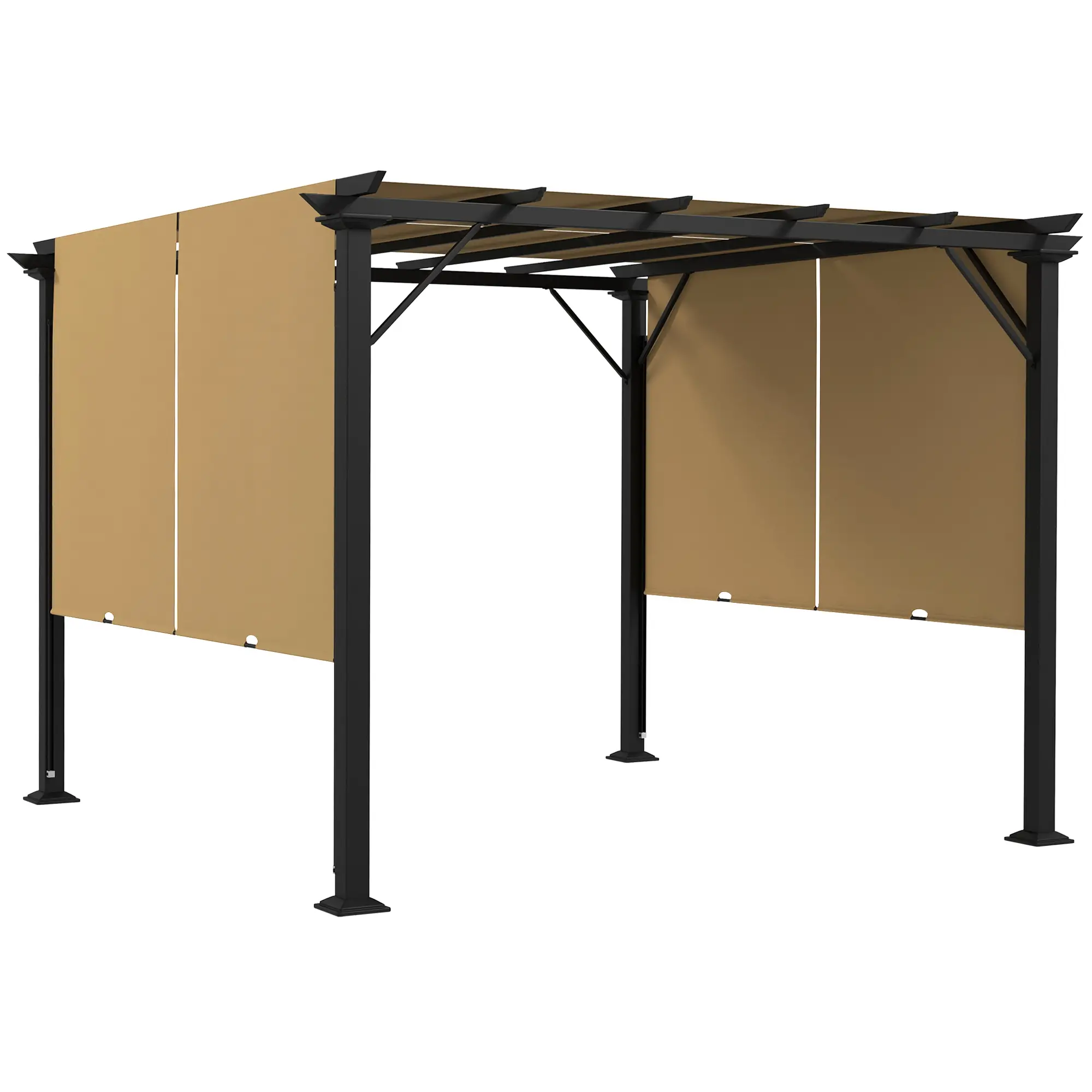 10' x 10' Retractable Pergola Canopy, Brown - Image 11