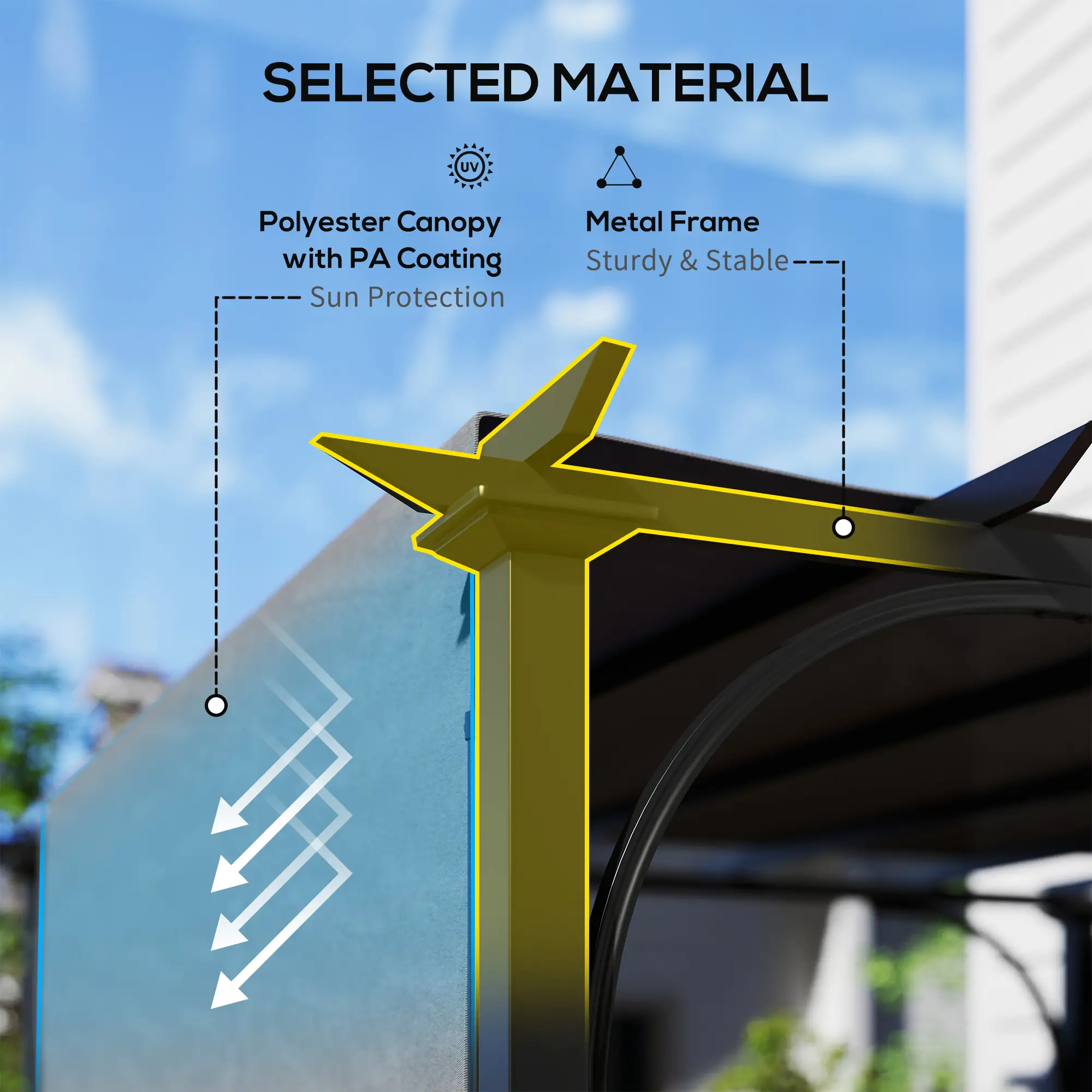 10' x 10' Retractable Pergola Canopy, UPF50+ Outdoor Metal Gazebo, Dark Grey - Image 4
