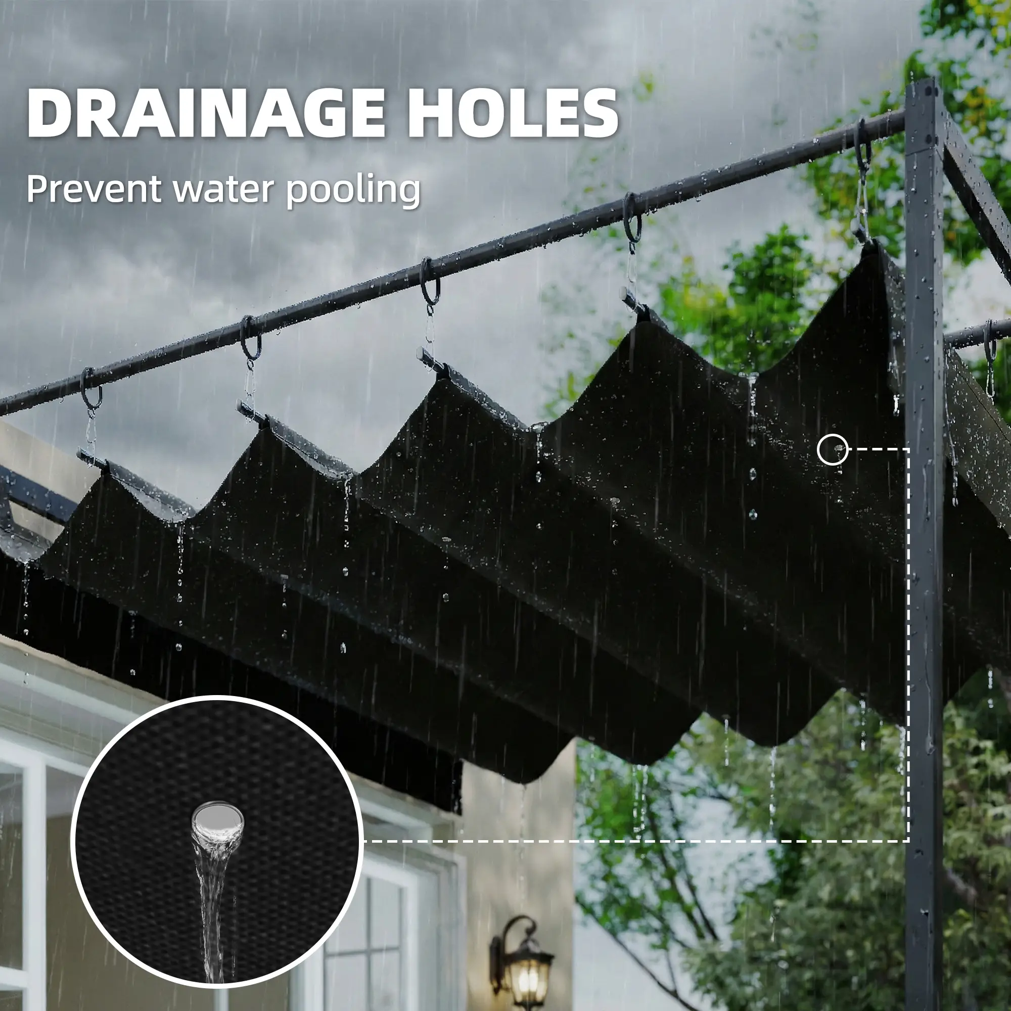 10' x 10' Retractable Pergola Canopy, Wall Mounted, Dark Grey - Image 7