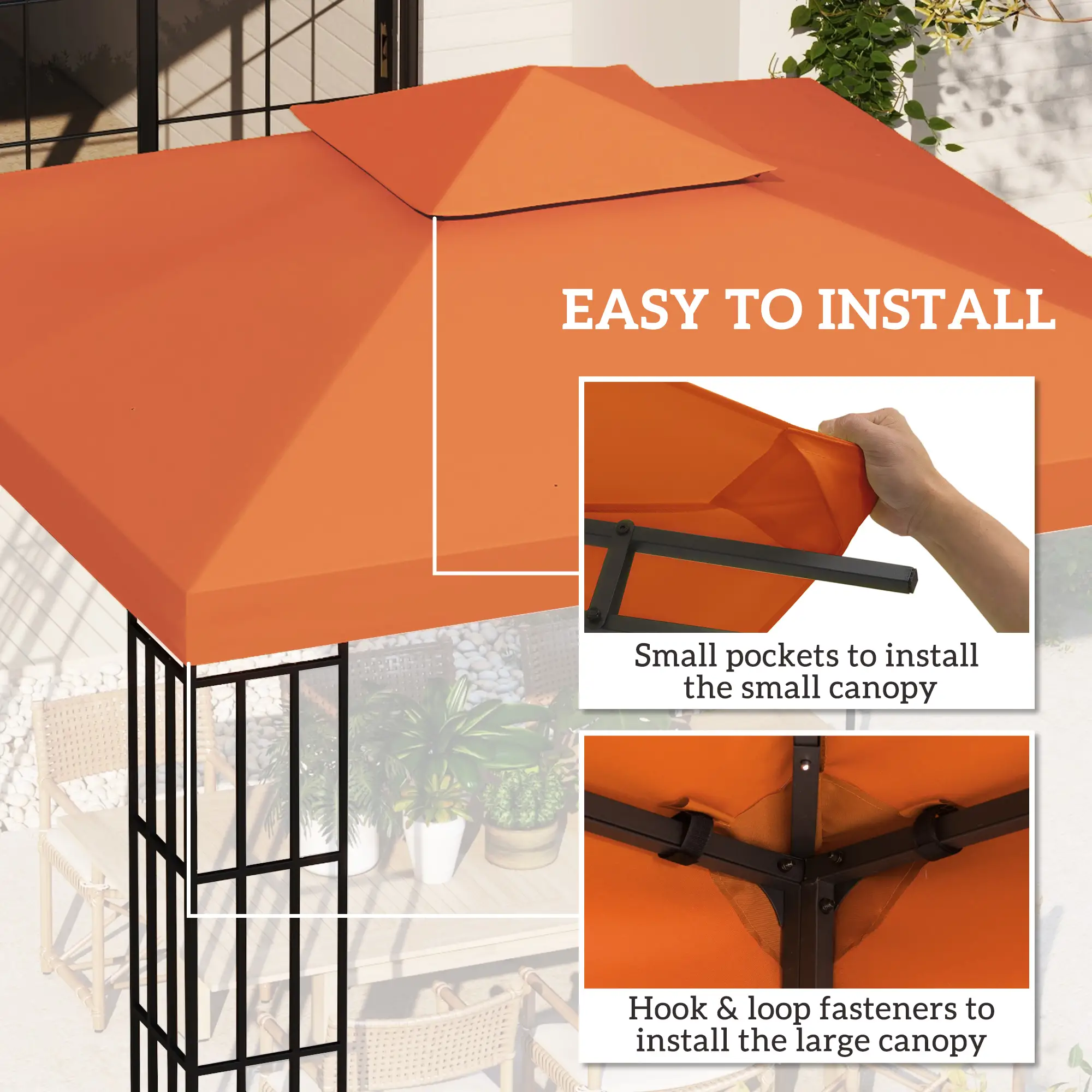 10' x 10' Square 2-Tier Gazebo Canopy Cover, Rust Red - Image 5