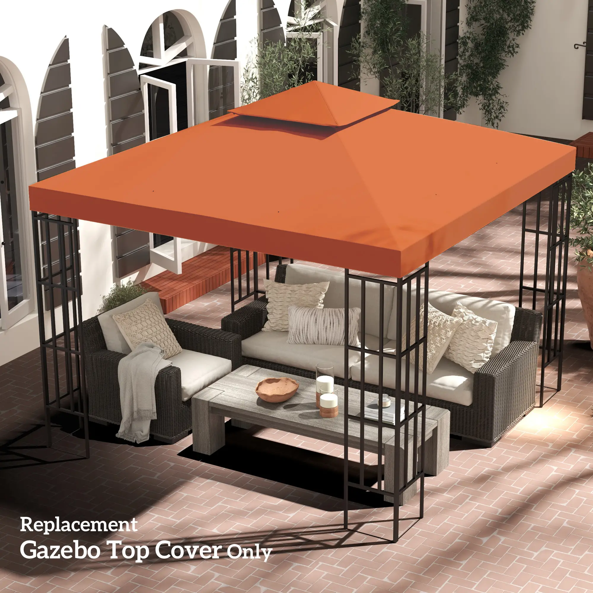 10' x 10' Square 2-Tier Gazebo Canopy Cover, Rust Red - Image 7
