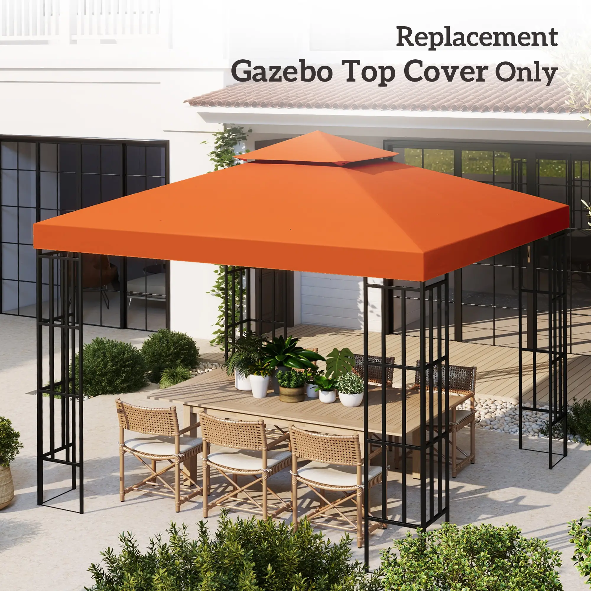 10' x 10' Square 2-Tier Gazebo Canopy Cover, Rust Red - Image 8