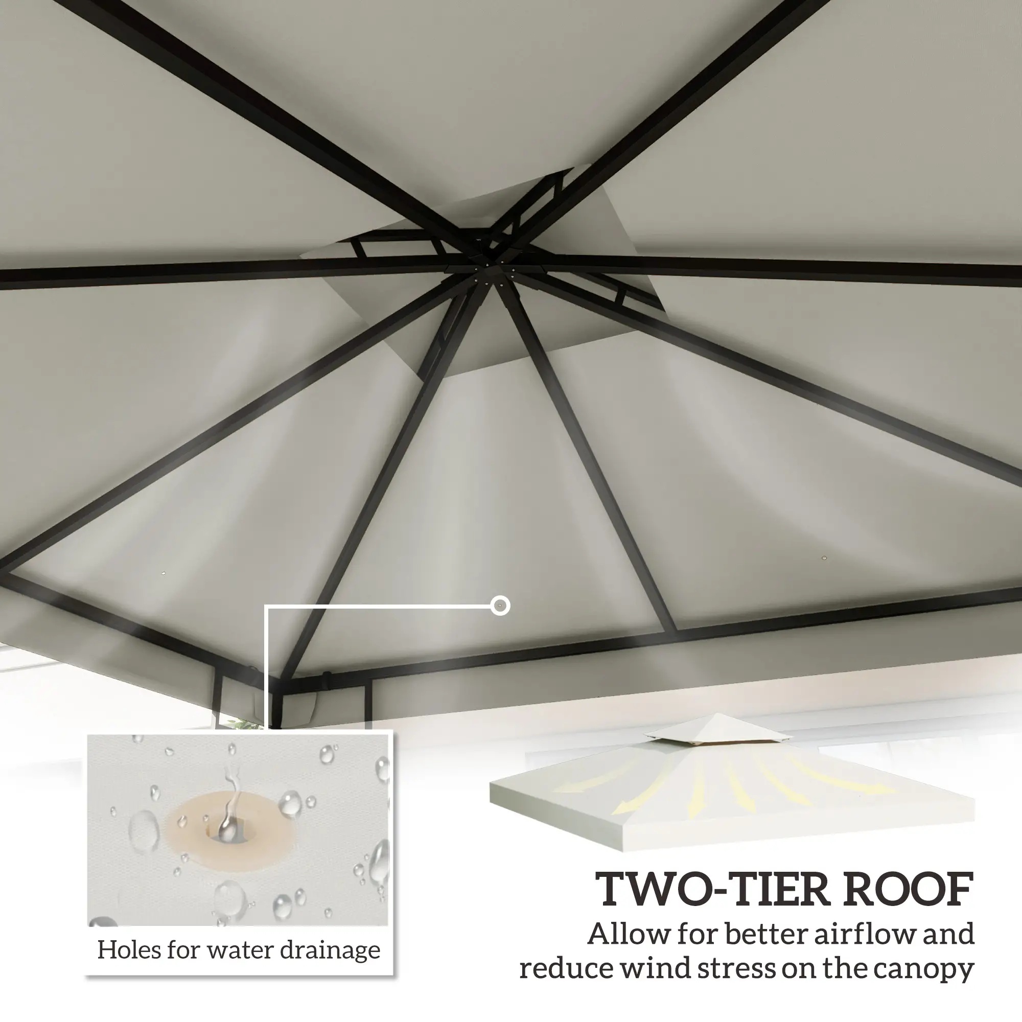 10' x 10' Square 2-Tier Gazebo Canopy, Cream White - Image 4