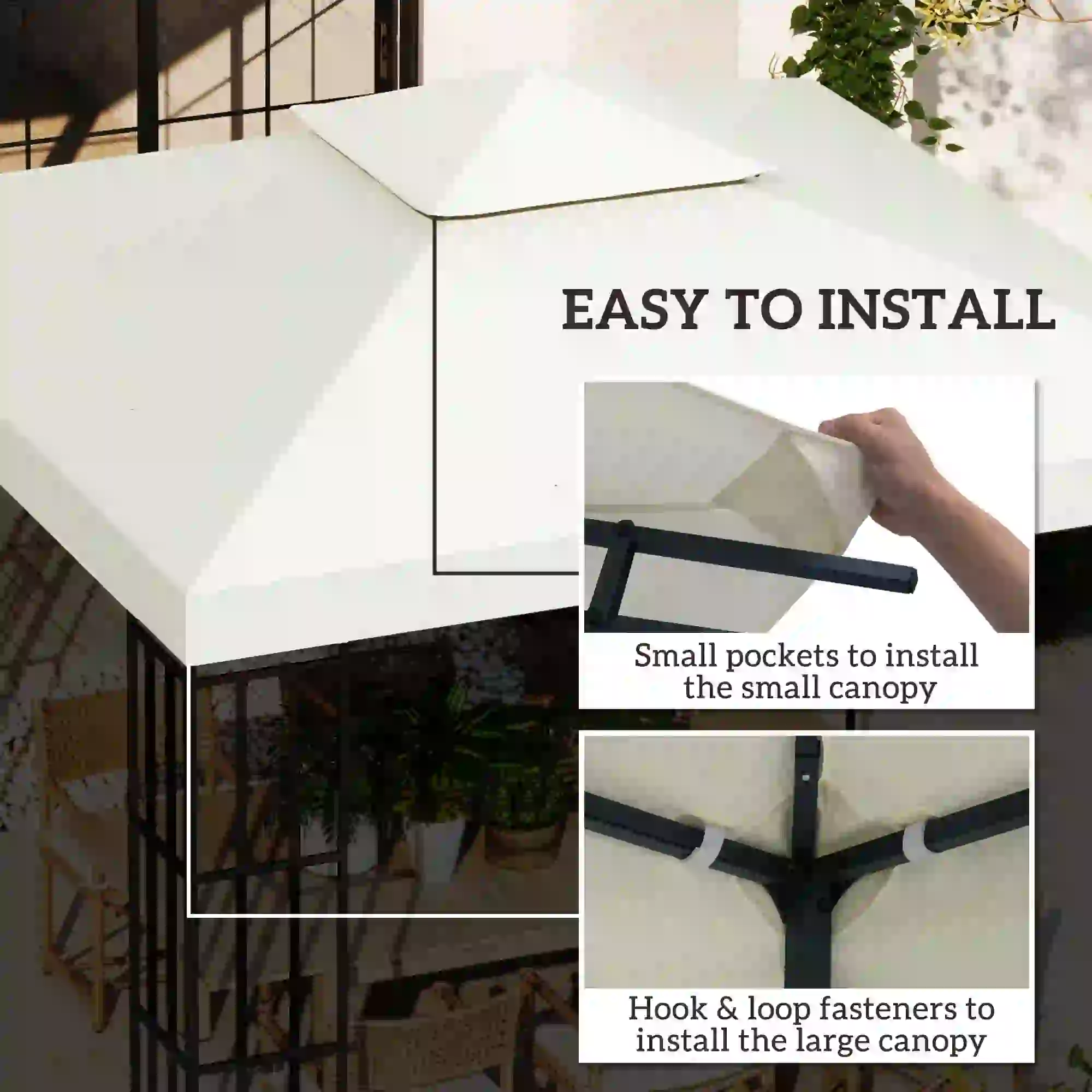 10' x 10' Square 2-Tier Gazebo Canopy, Cream White - Image 5