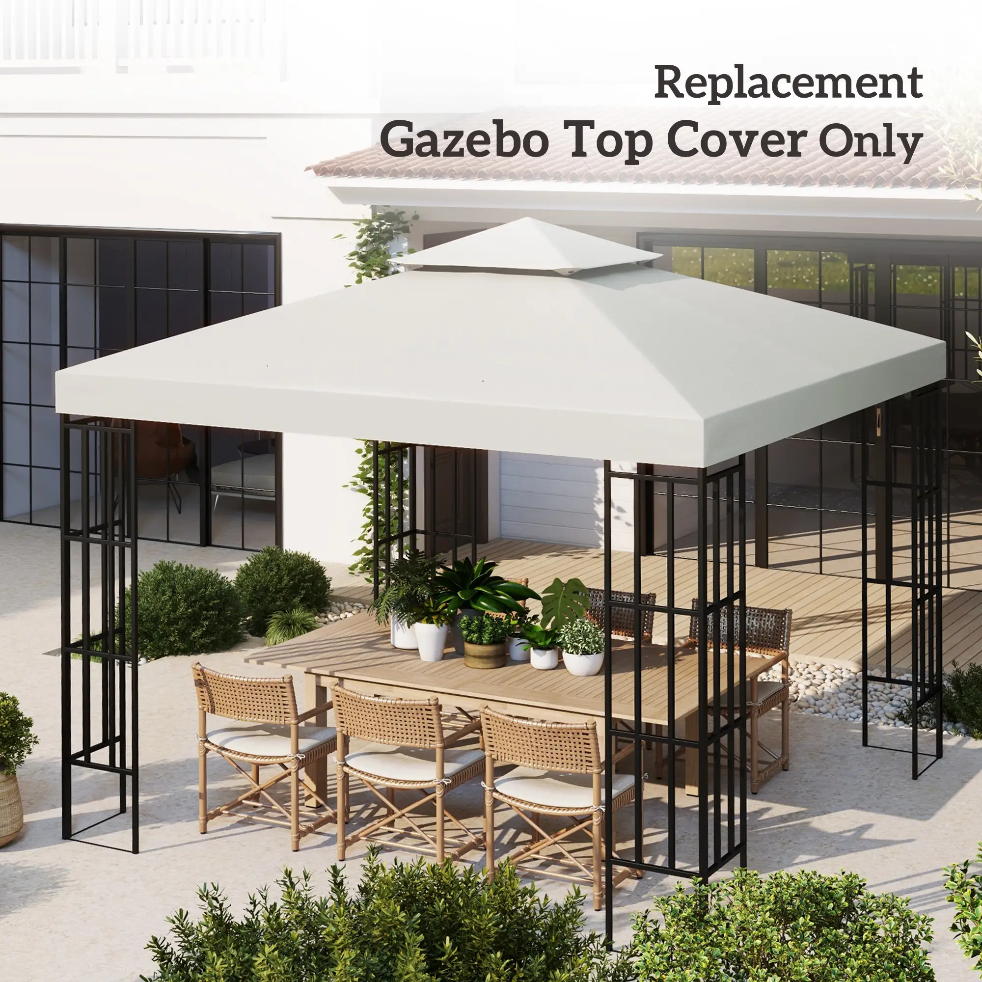 10' x 10' Square 2-Tier Gazebo Canopy, Cream White - Image 7