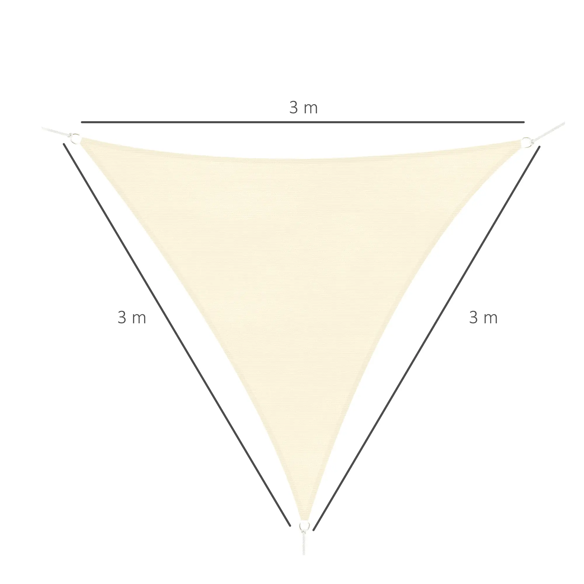 10' x 10' x 10' Triangle Sun Shade Sail, UV Block Fabric Canopy, Cream - Image 3