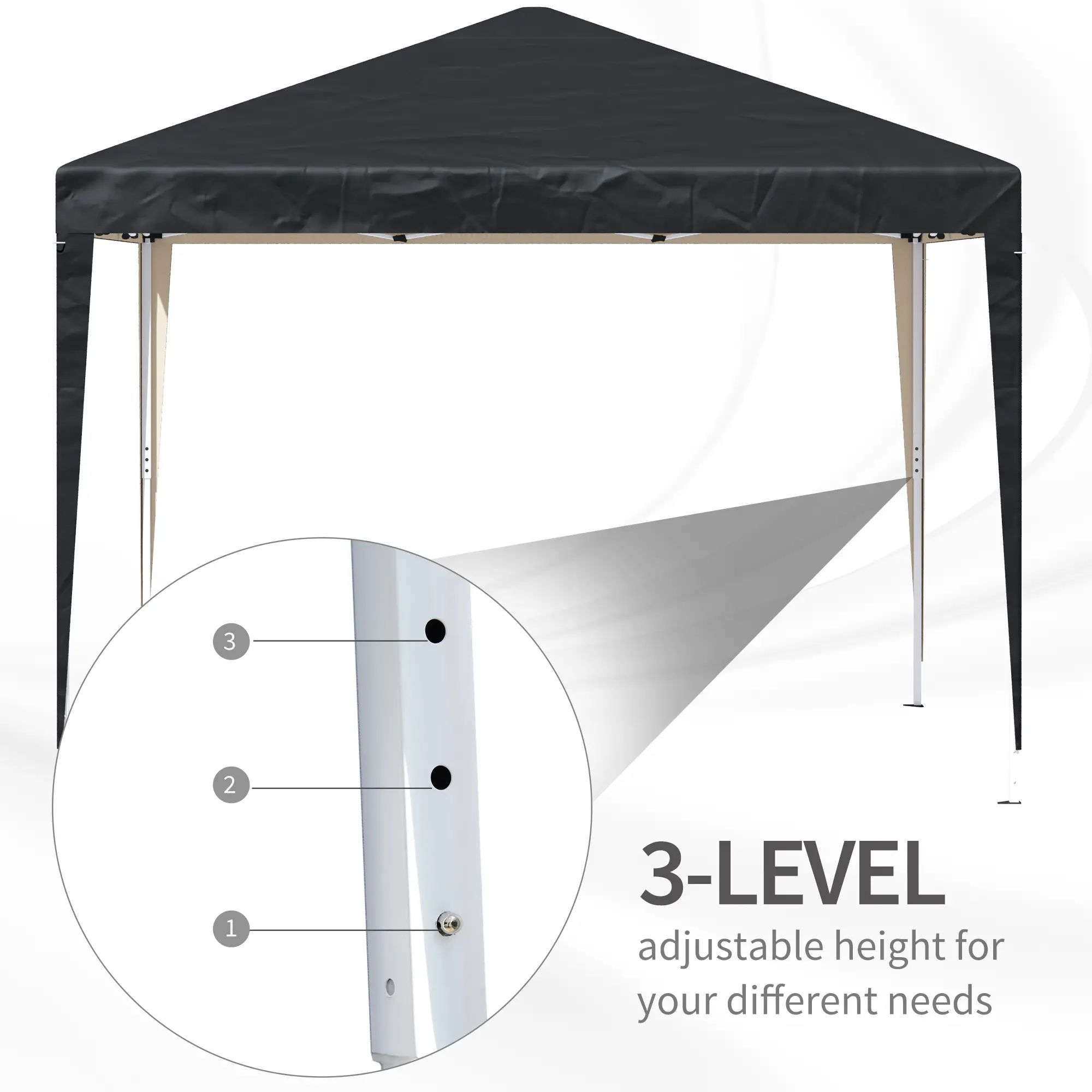 10 x 10ft Folding Pop Up Tent, Outdoor Gazebo Canopy, Black - Image 6
