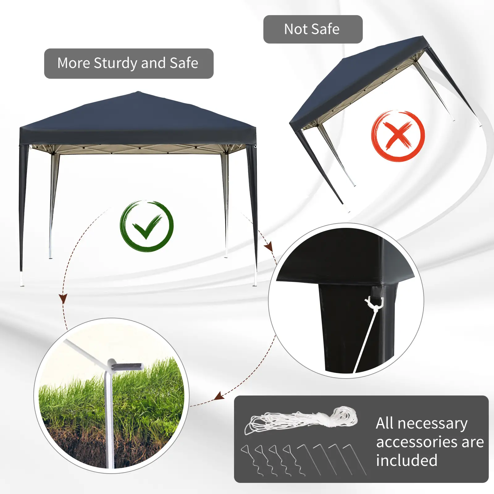 10 x 10ft Folding Pop Up Tent, Outdoor Gazebo Canopy, Black - Image 7