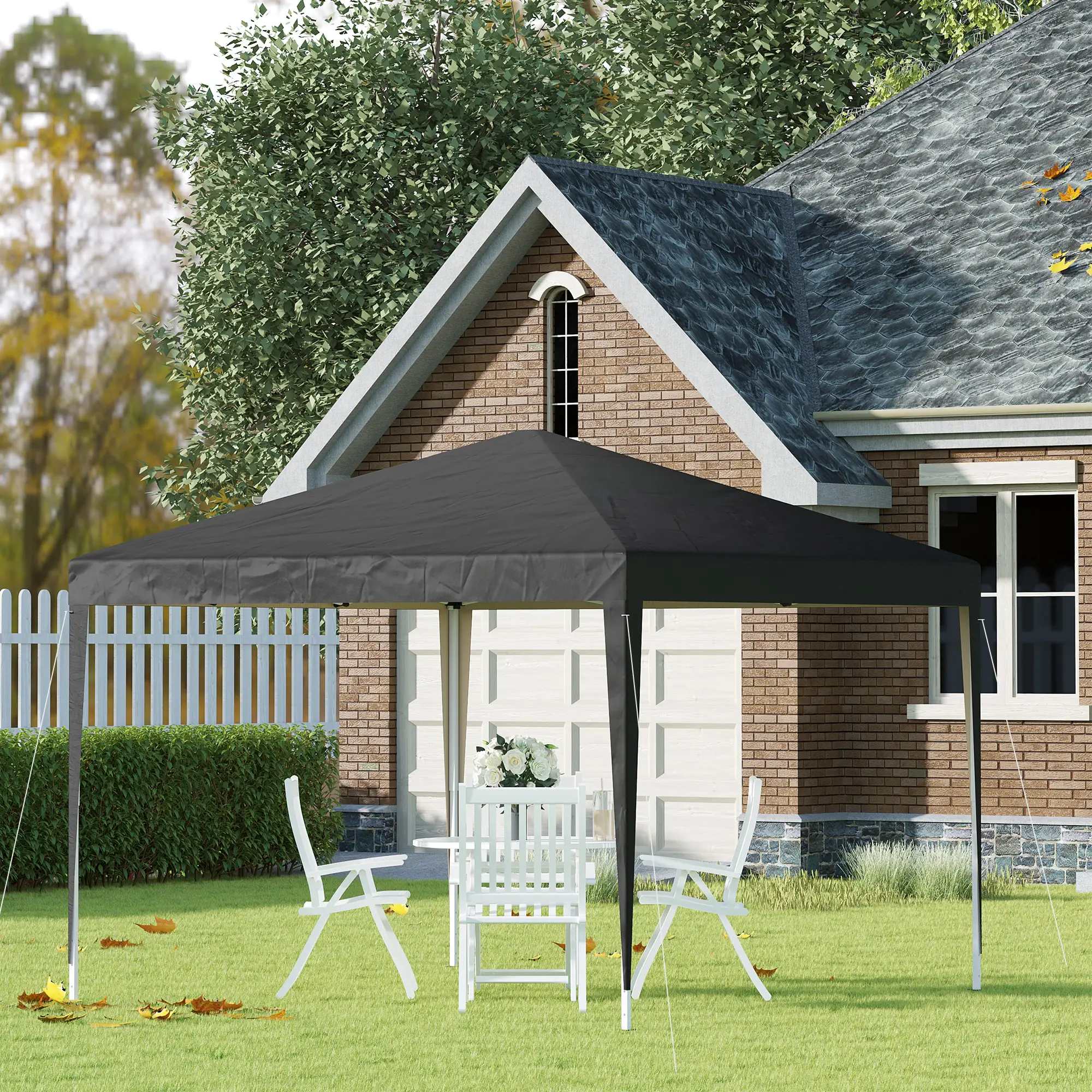 10 x 10ft Folding Pop Up Tent, Outdoor Gazebo Canopy, Black - Image 8