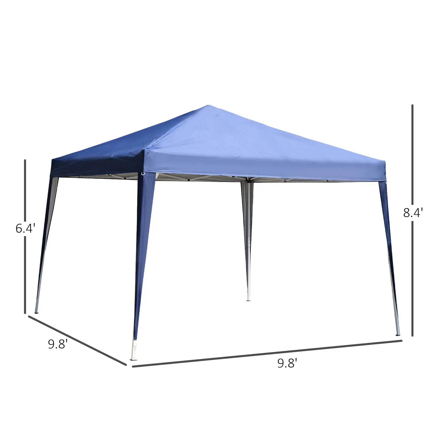 10 x 10ft Folding Pop Up Tent, Outdoor Gazebo Canopy, Blue - Image 3