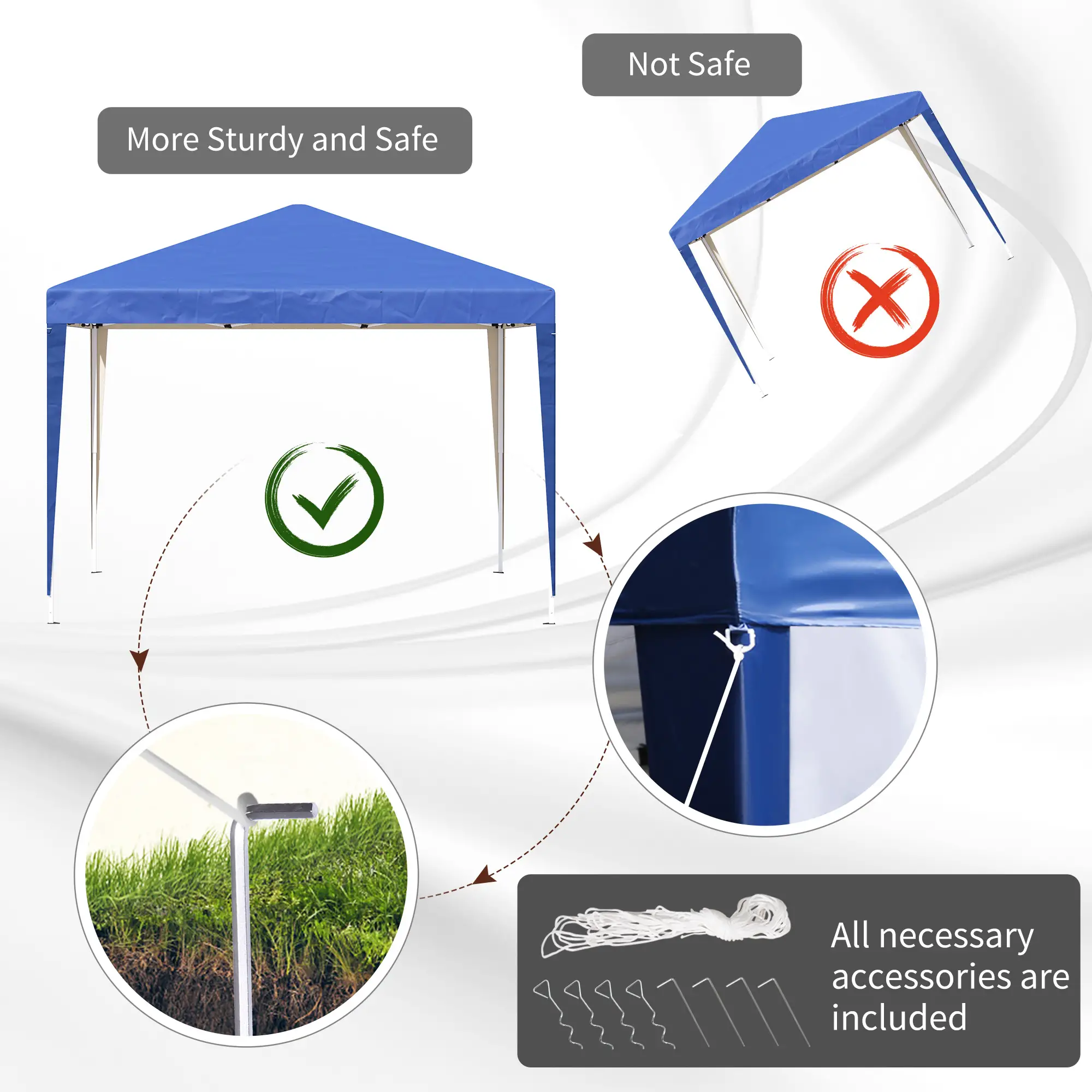 10 x 10ft Folding Pop Up Tent, Outdoor Gazebo Canopy, Blue - Image 5