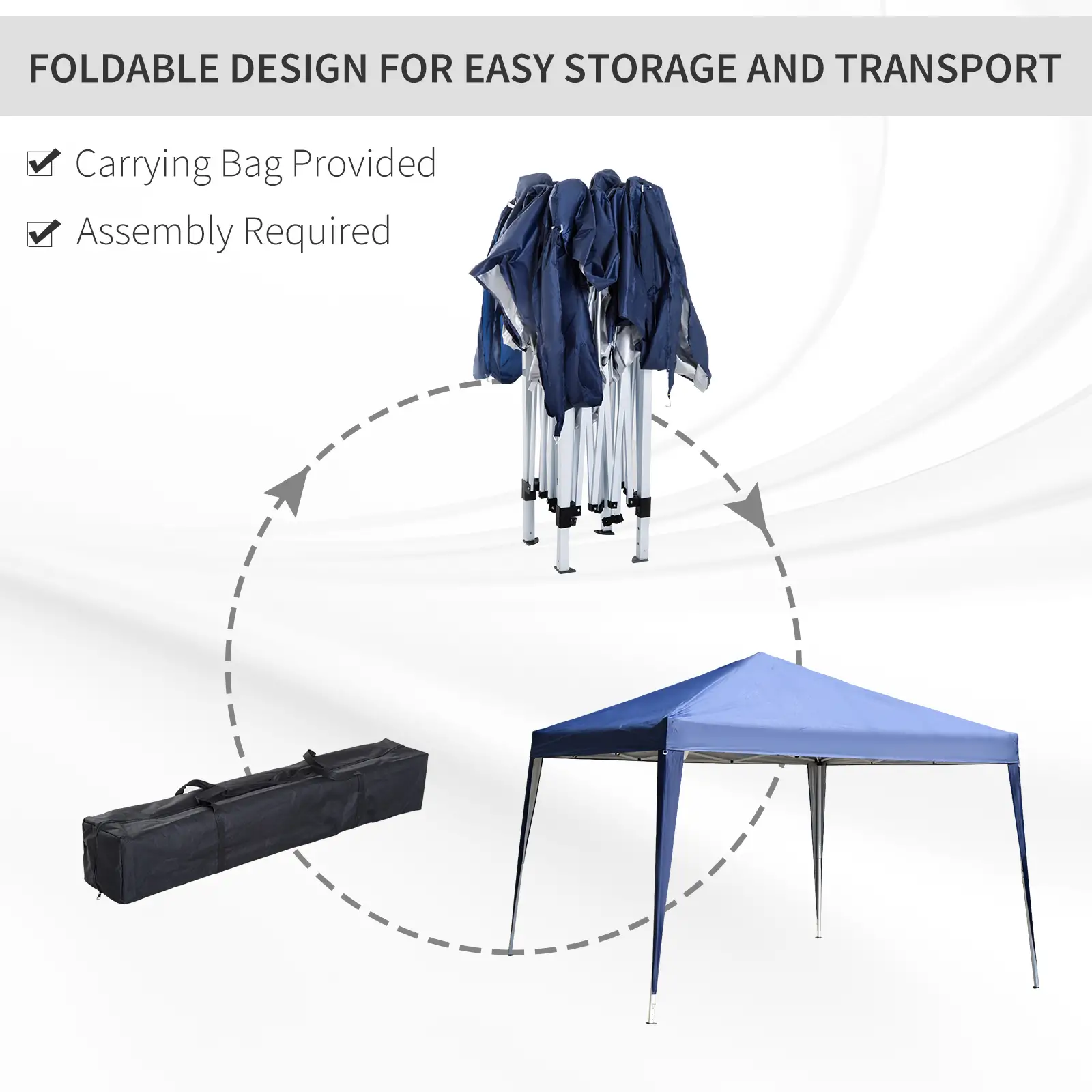 10 x 10ft Folding Pop Up Tent, Outdoor Gazebo Canopy, Blue - Image 6