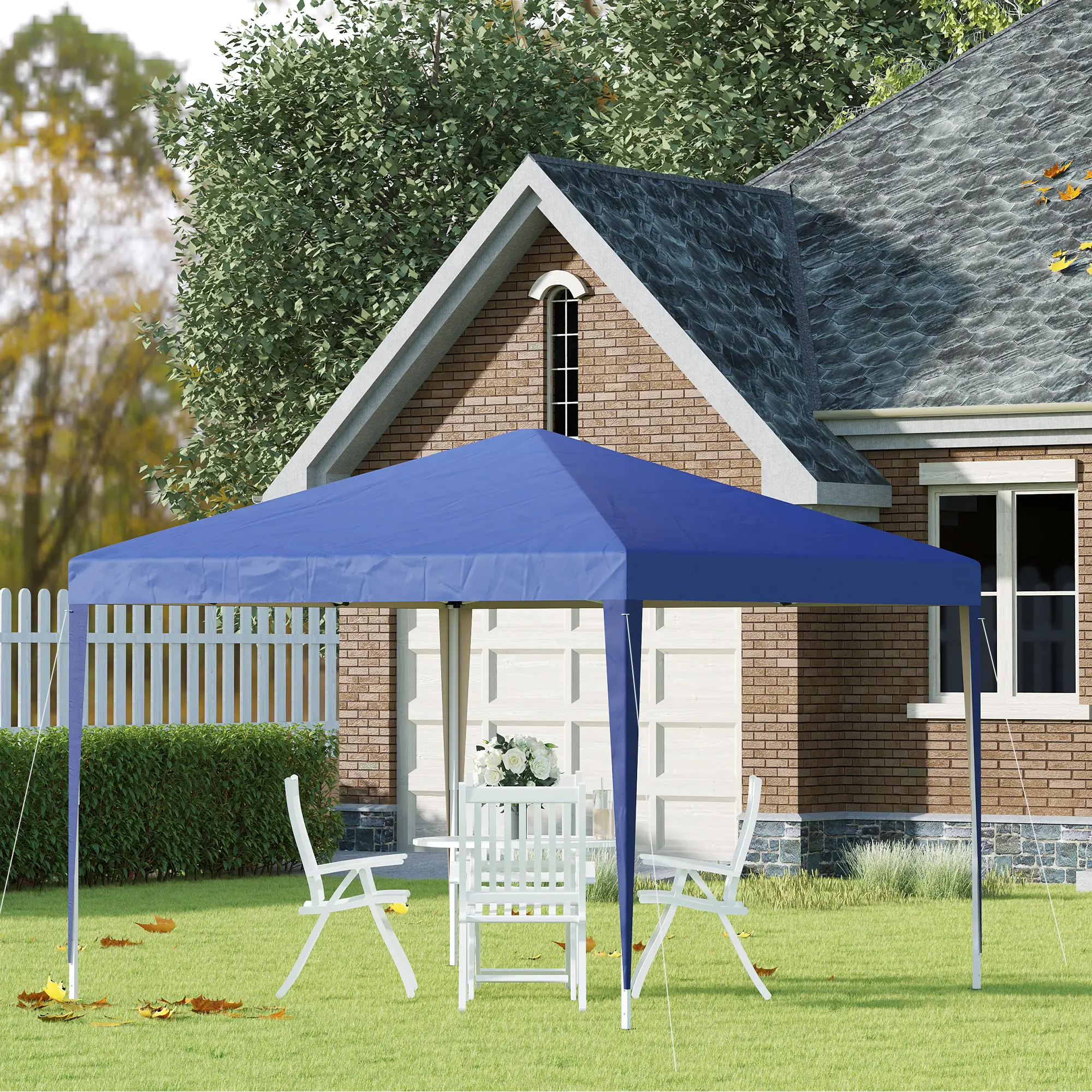 10 x 10ft Folding Pop Up Tent, Outdoor Gazebo Canopy, Blue - Image 8