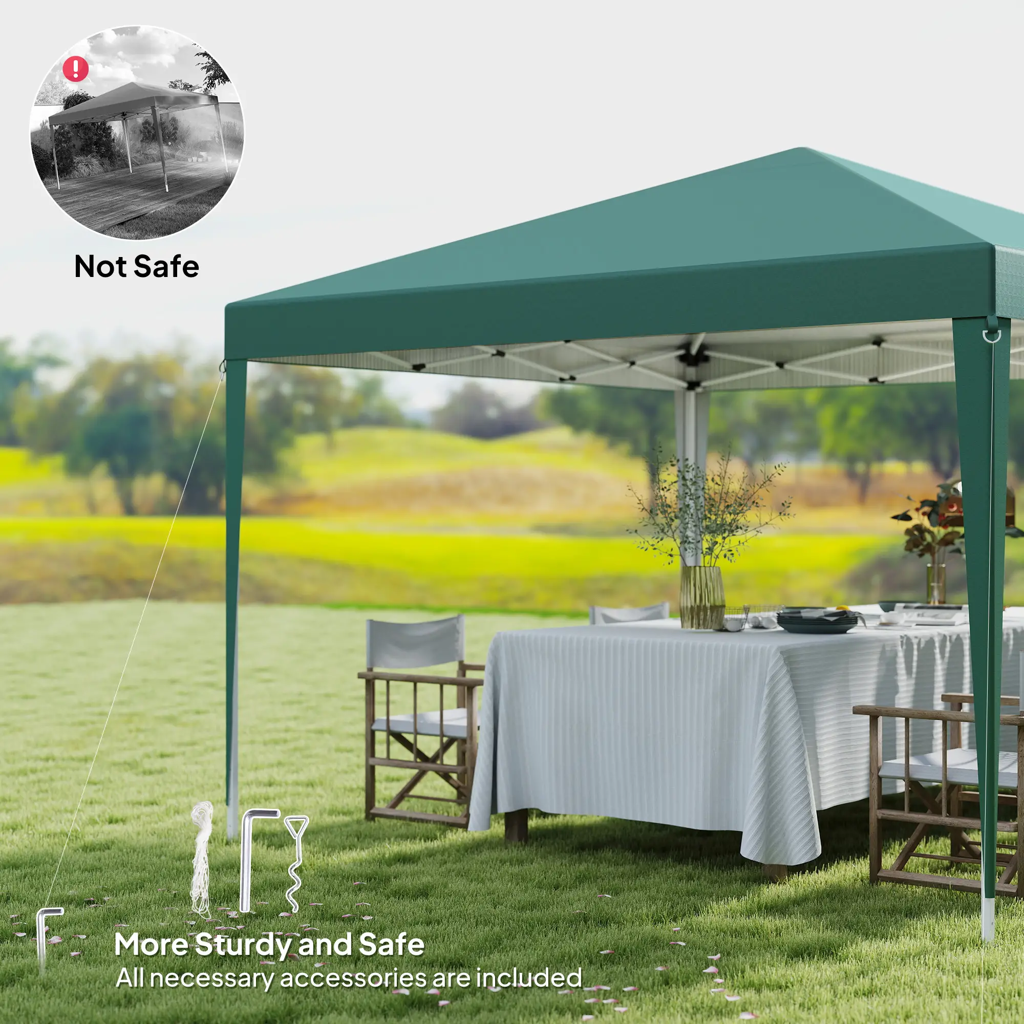 10 x 10ft Folding Pop Up Tent, Outdoor Gazebo Canopy, Dark Green - Image 6