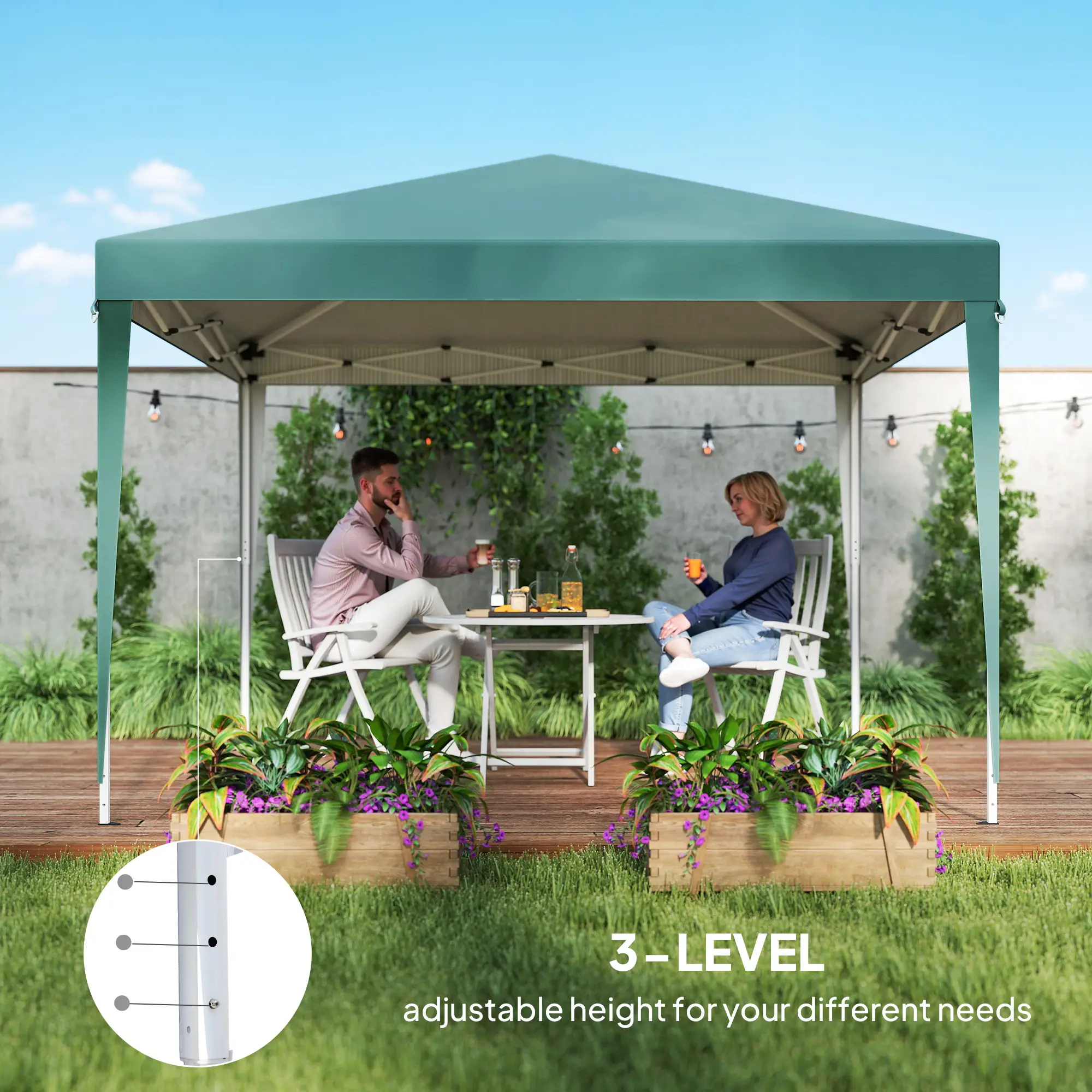 10 x 10ft Folding Pop Up Tent, Outdoor Gazebo Canopy, Dark Green - Image 7