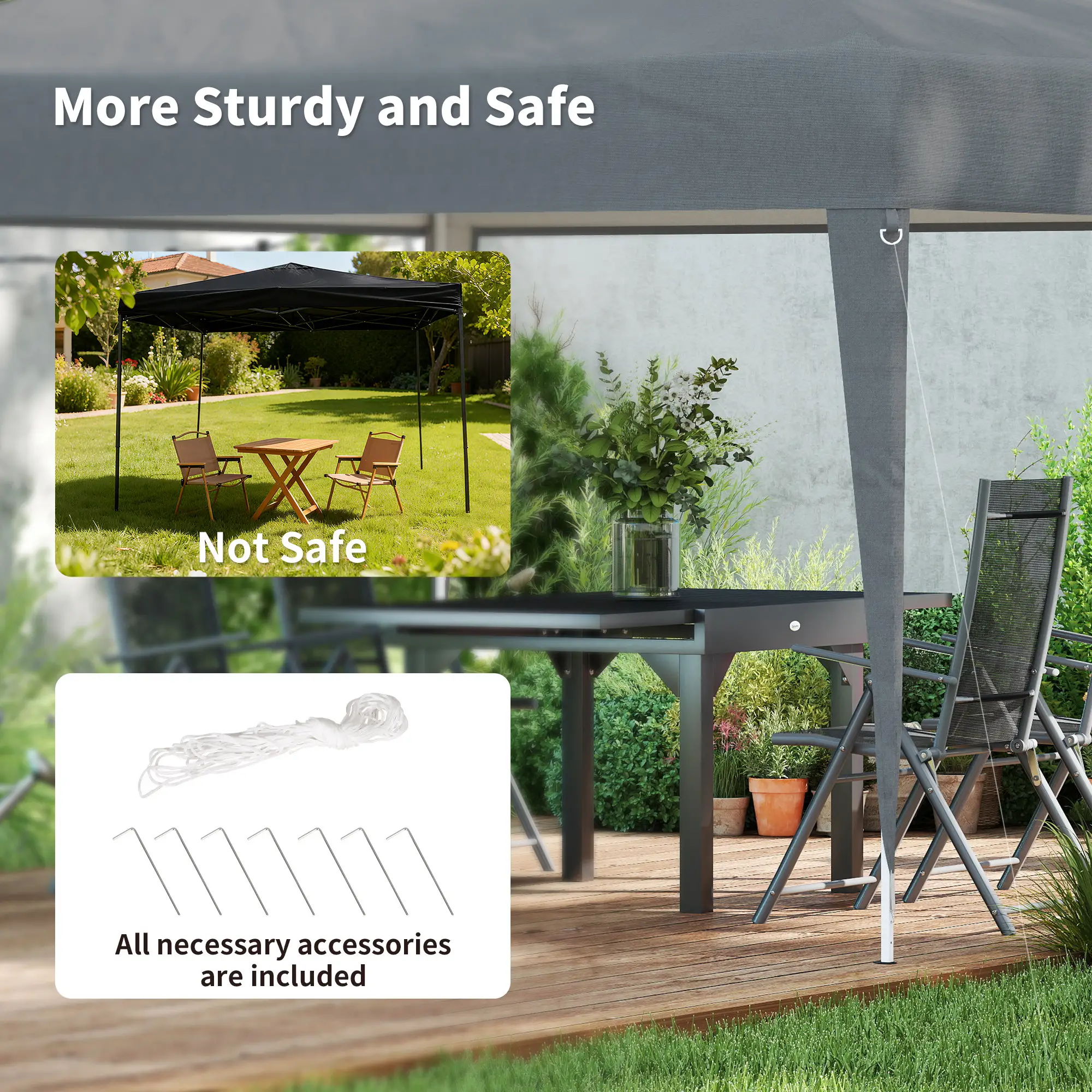 10 x 10ft Folding Pop Up Tent, Outdoor Gazebo Canopy, Grey - Image 6