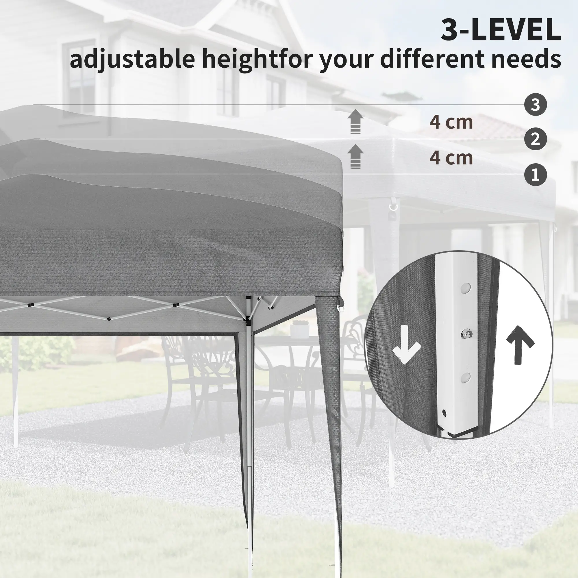 10 x 10ft Folding Pop Up Tent, Outdoor Gazebo Canopy, Grey - Image 7