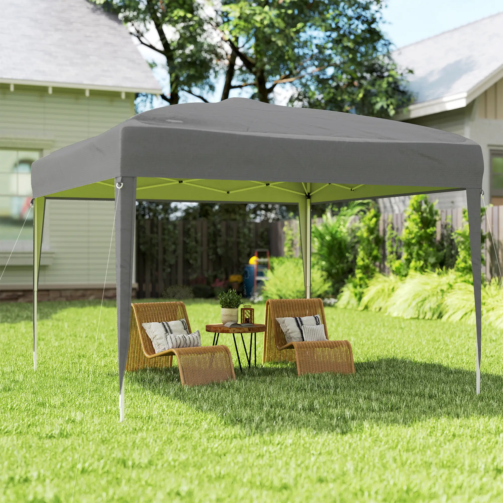 10 x 10ft Folding Pop Up Tent, Outdoor Gazebo Canopy, Grey - Image 8