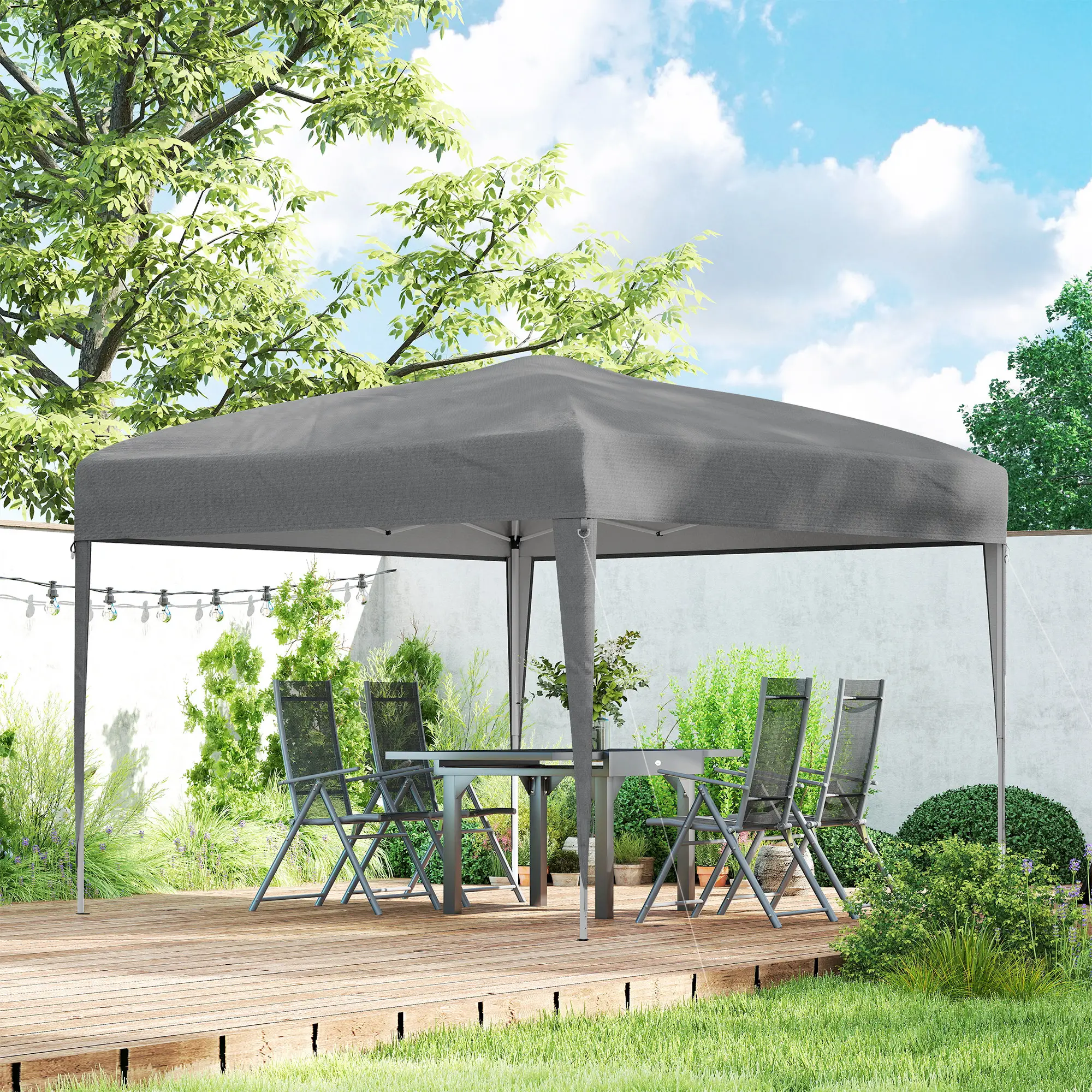 10 x 10ft Folding Pop Up Tent, Outdoor Gazebo Canopy, Grey - Image 9