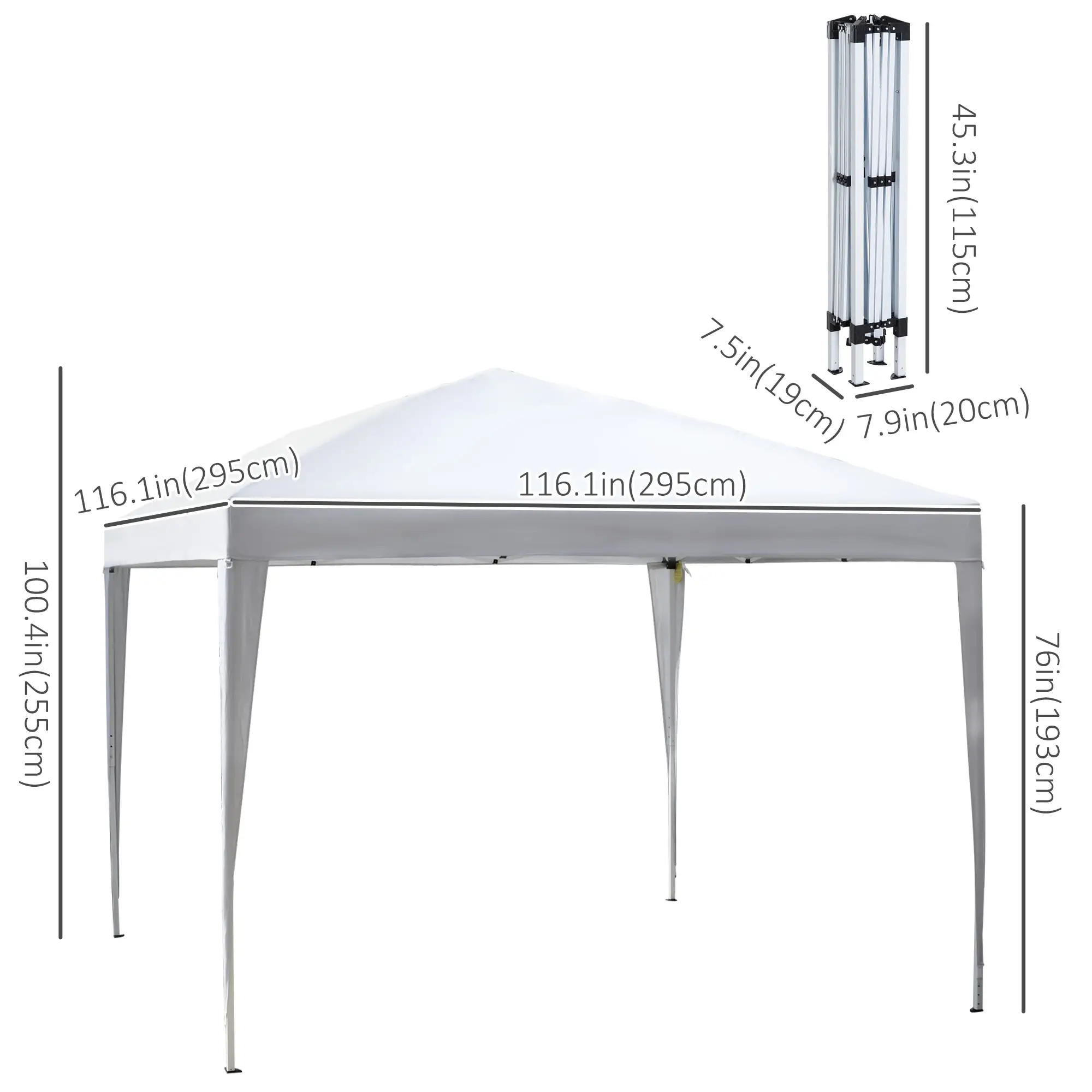 10 x 10ft Folding Pop Up Tent, Outdoor Gazebo Canopy, White - Image 3
