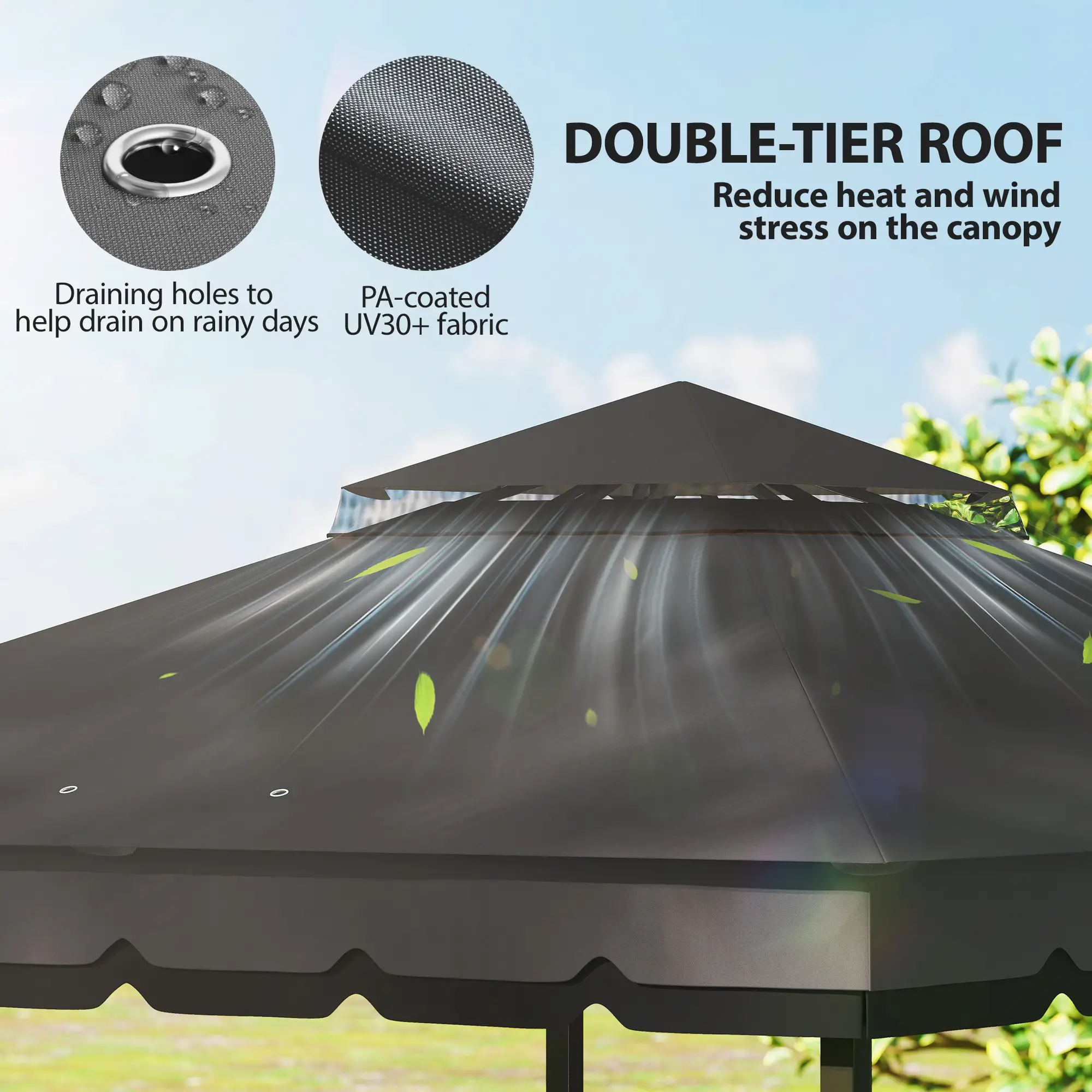 10' x 12' Double Roof Patio Gazebo Canopy With Netting, Curtains - Image 4