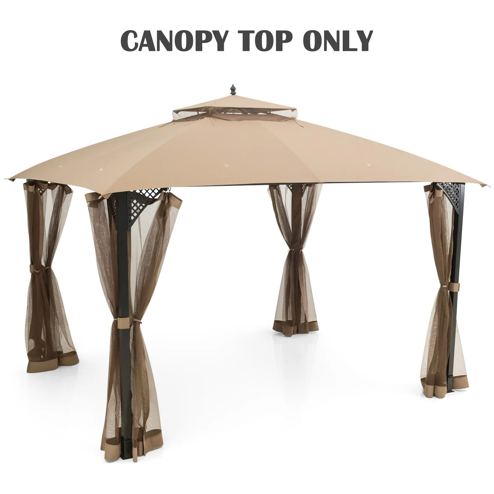 10 x 12 Feet Gazebo Top, Air Vent, Drainage Holes, Brown - Image 9