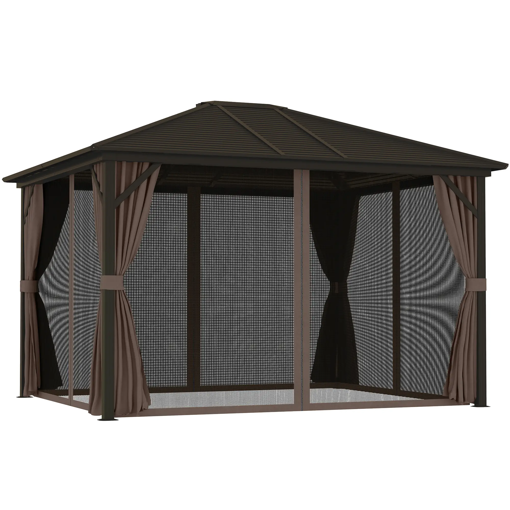 10' x 12' Hardtop Gazebo, Aluminum Frame, Coffee - Image 11
