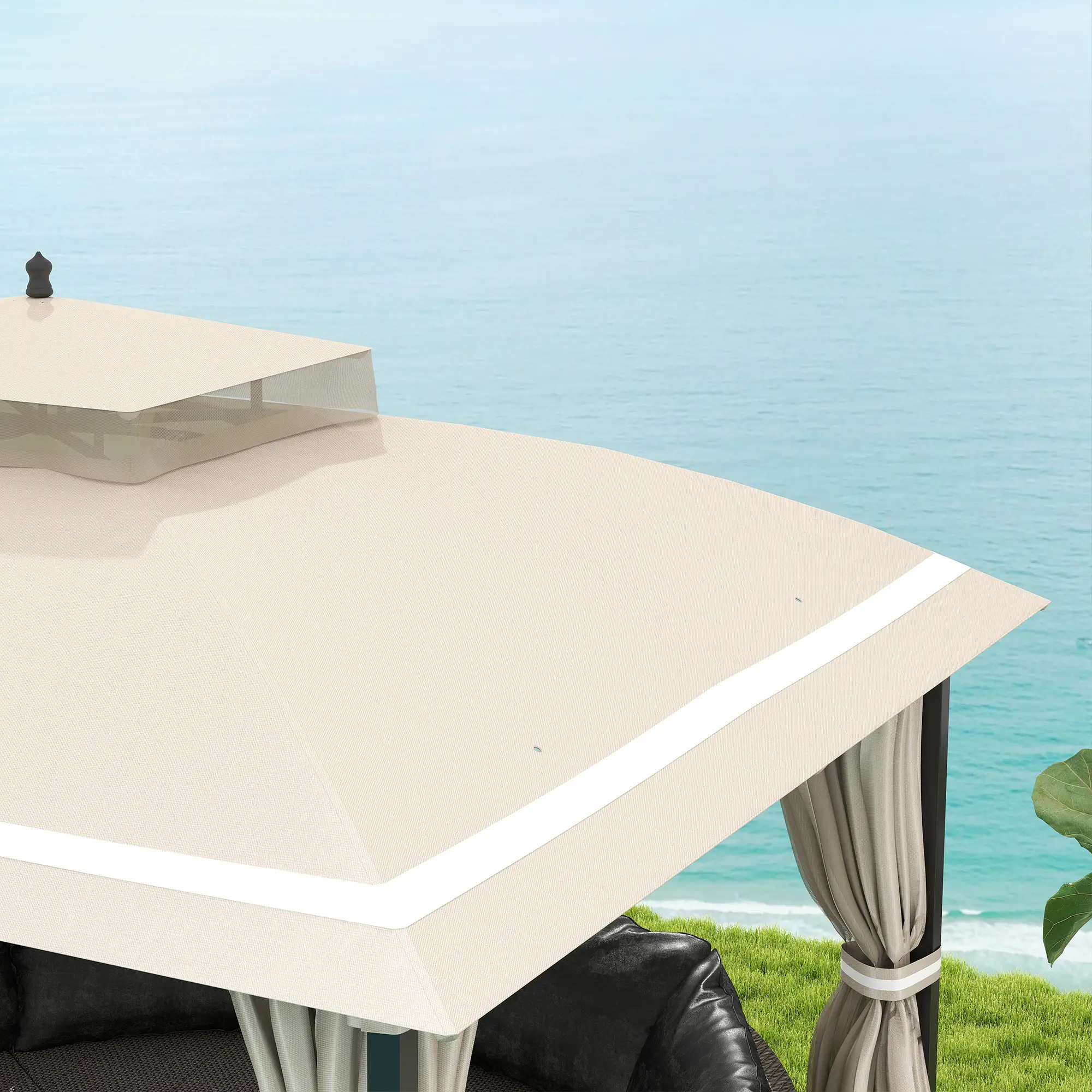 10' x 12' Outdoor Gazebo, Double Roof with Netting, Curtains - Image 10