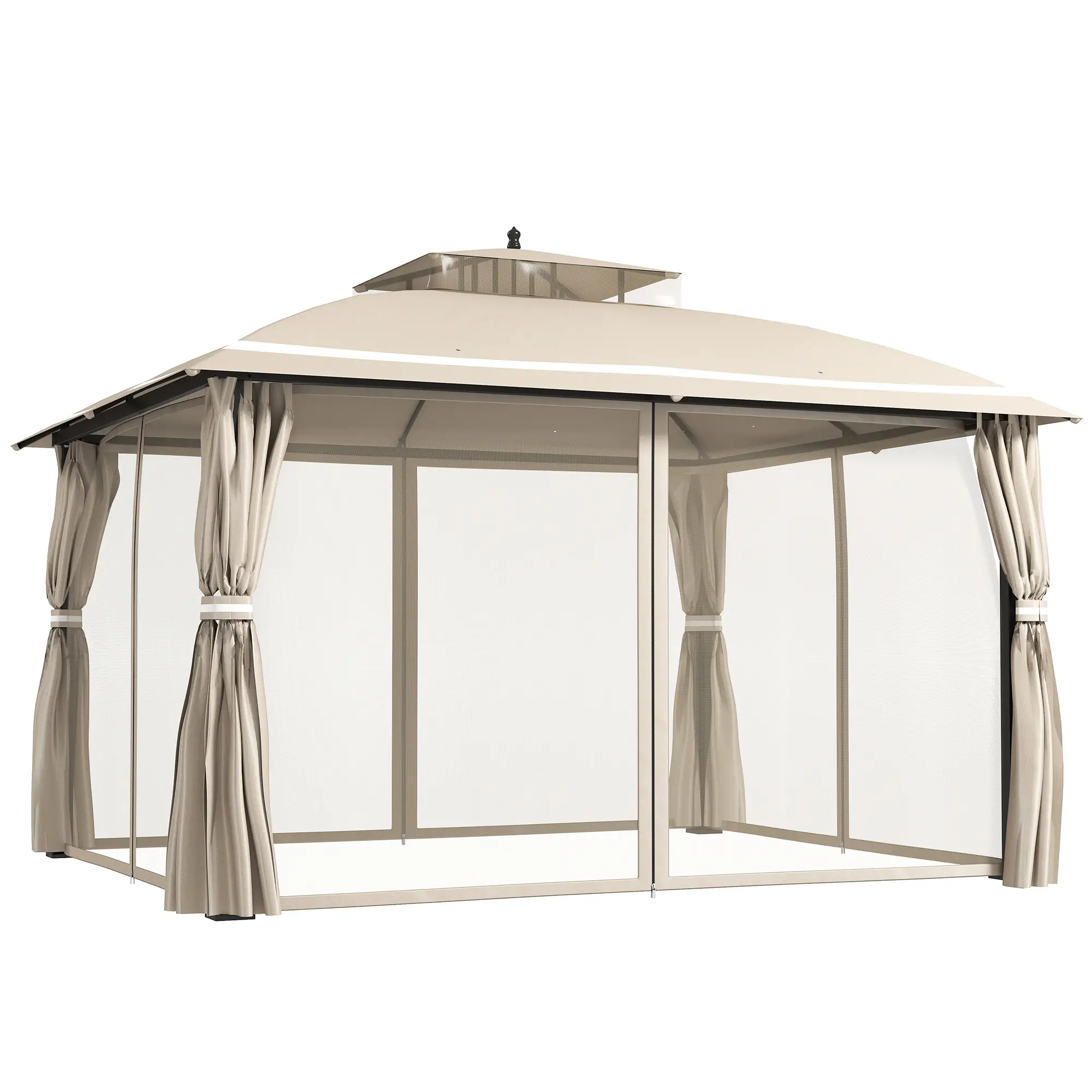 10' x 12' Outdoor Gazebo, Double Roof with Netting, Curtains - Image 11