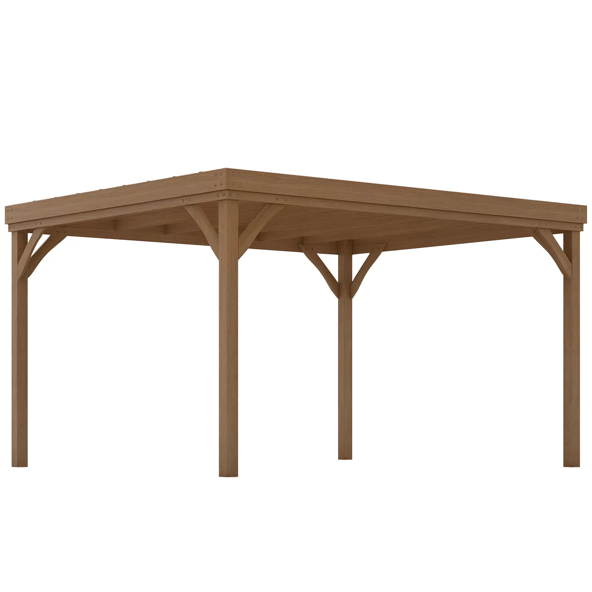 10' x 12' Wood Pergola, Outdoor Gazebo, Garden Patio Backyard, Brown - Image 10