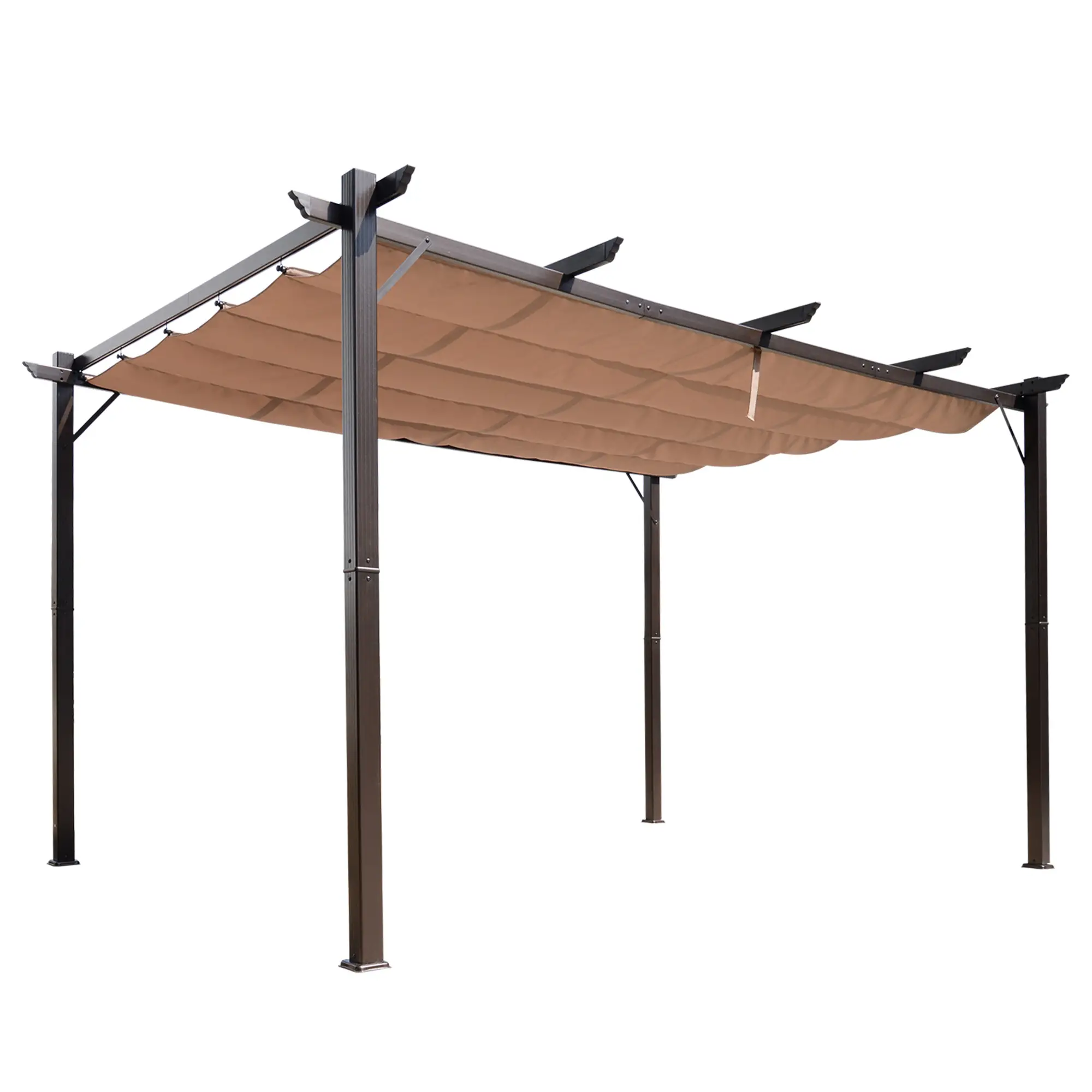 10' x 13' Aluminum Pergola, Outdoor Garden Gazebo, Brown - Image 10