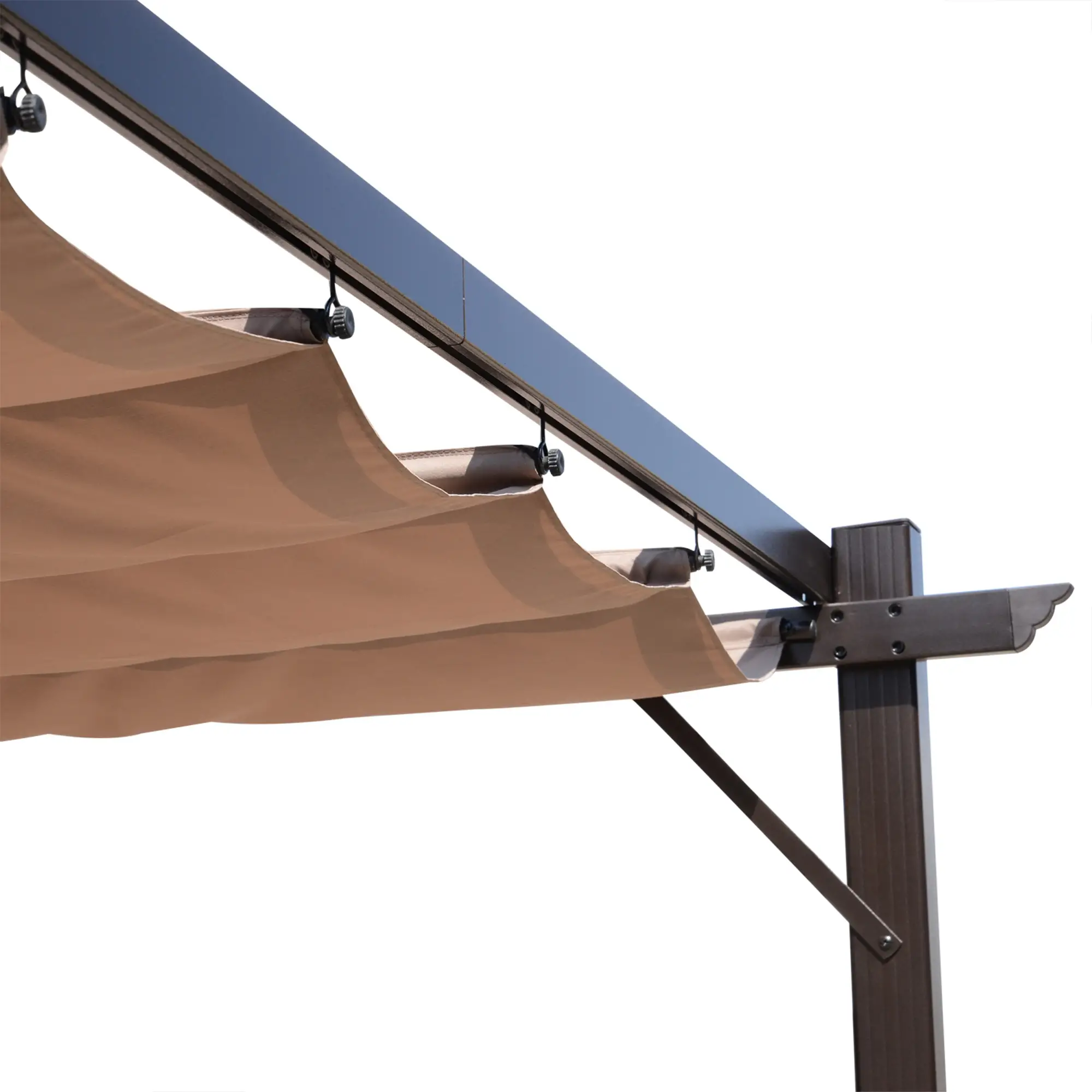 10' x 13' Aluminum Pergola, Outdoor Garden Gazebo, Brown - Image 7